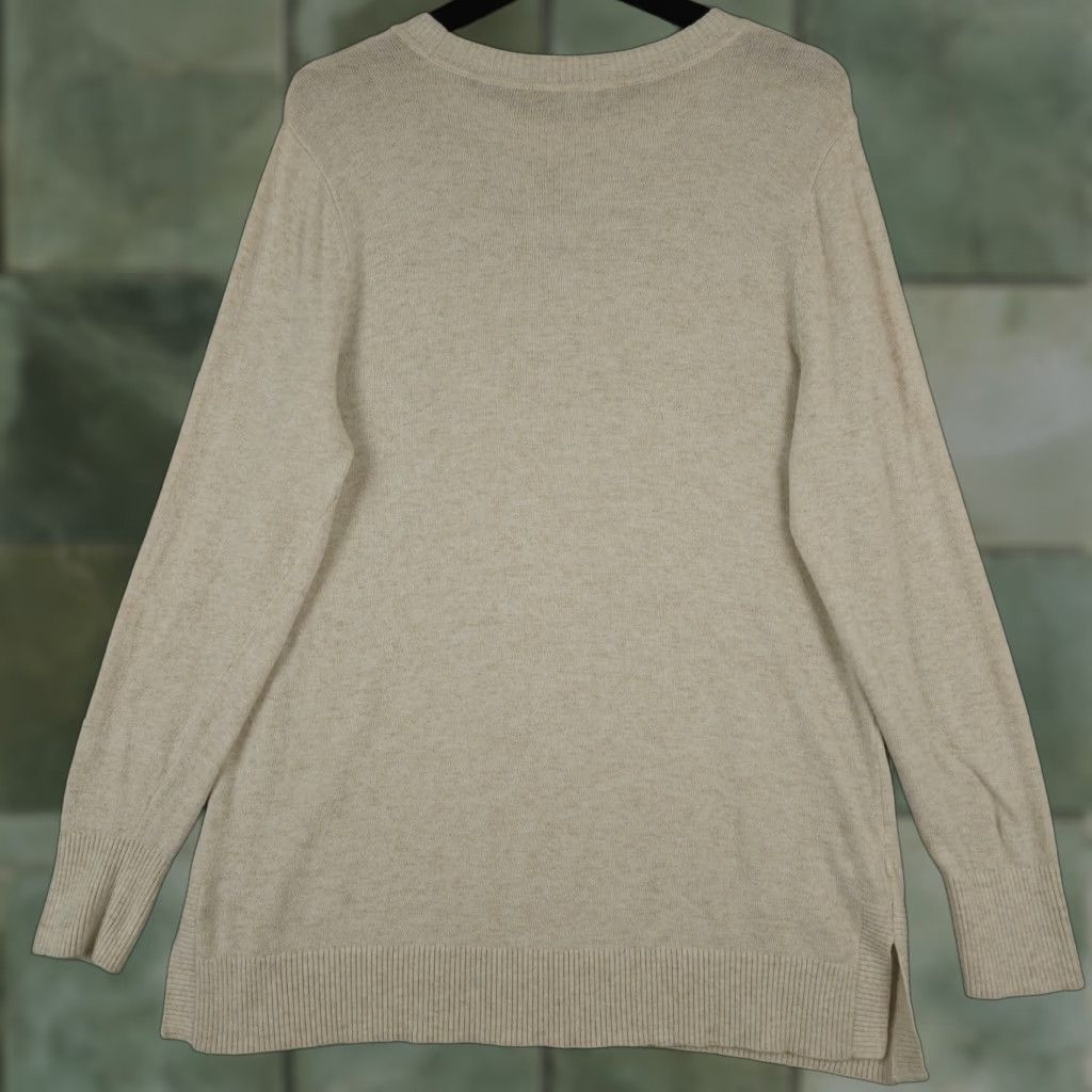 Loft LOFT Ann Taylor Tunic Sweater Women XL Heather Beige Wool Blend Lightweight Knit Shirt Size XL / US 12-14 / IT 48-50 - 1 Thumbnail