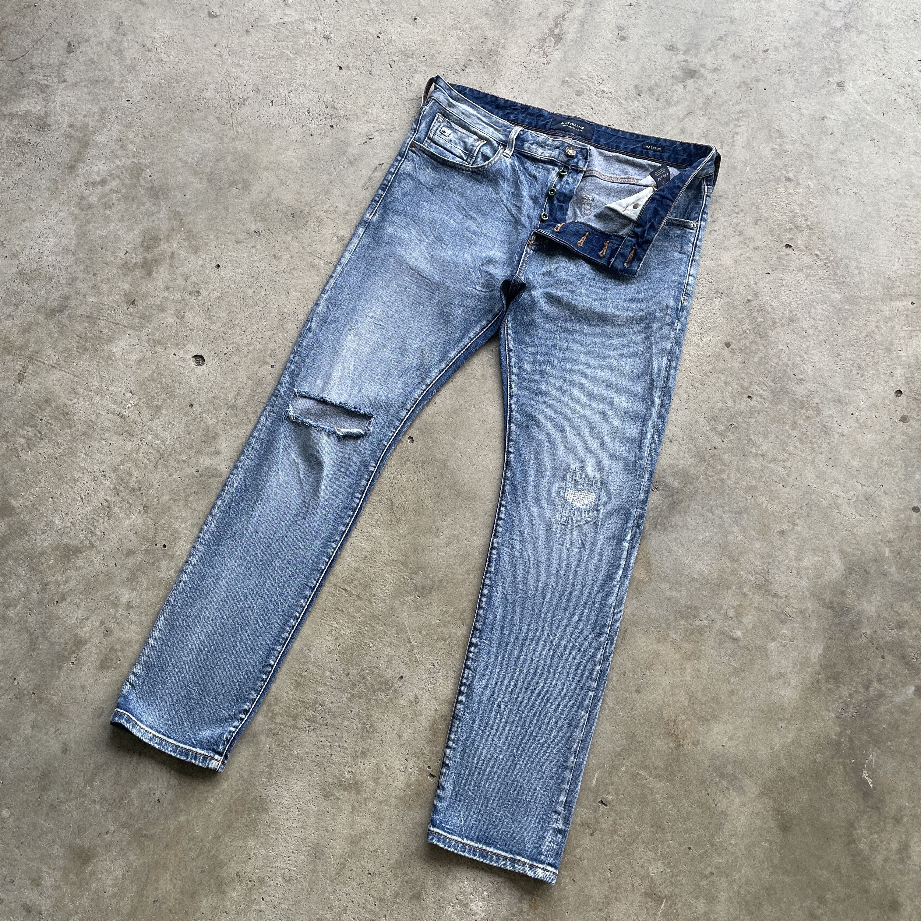Japanese Brand W35 VINTAGE SCOTCH&SODA FADED DISTRESSED JEANS PANTS RIPPED Size US 35 - 1 Thumbnail