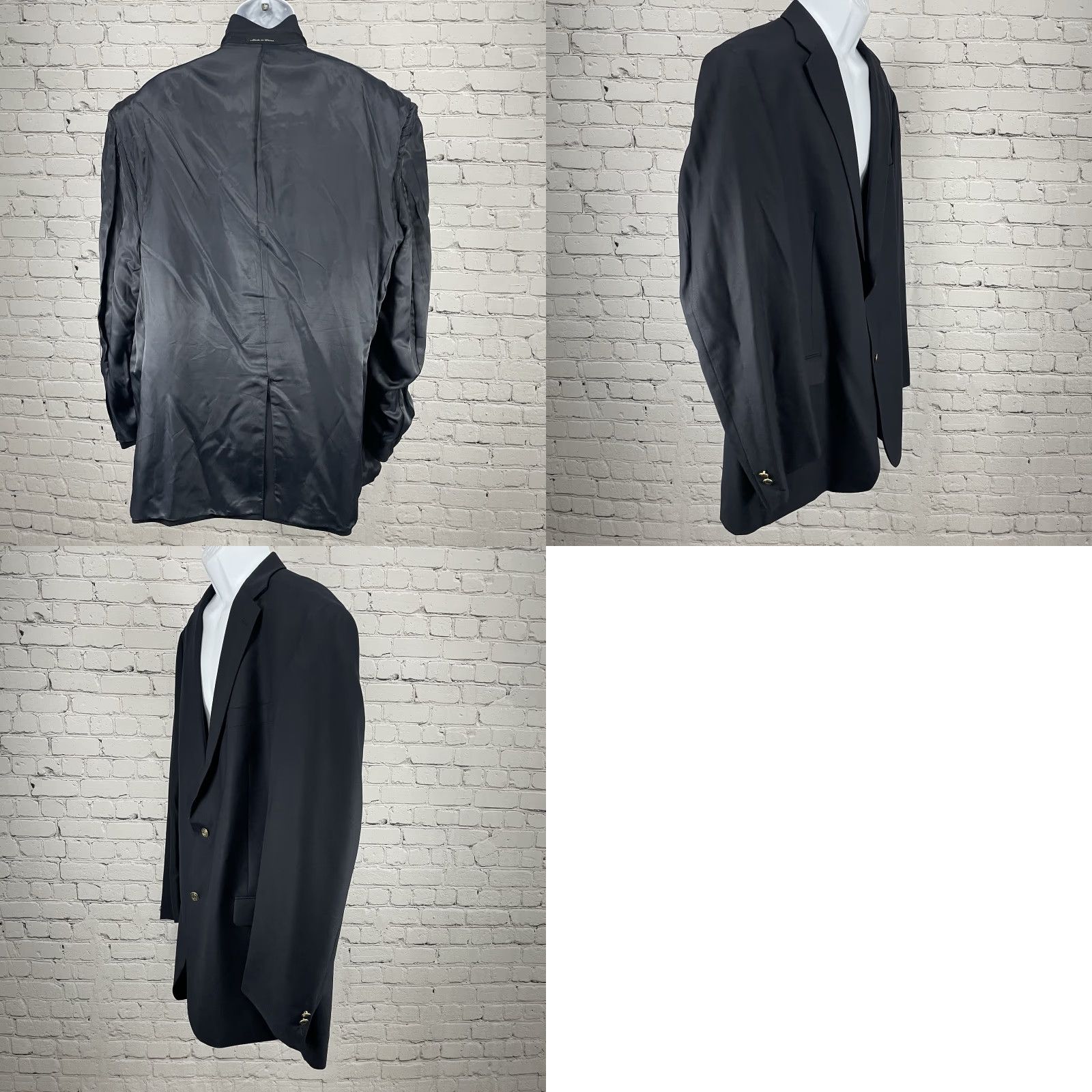 Vintage Nicklaus Jack Dark Blue Worsted Wool Blend Metal Button Blazer Sport Coat 50L Size 50R - 8 Thumbnail