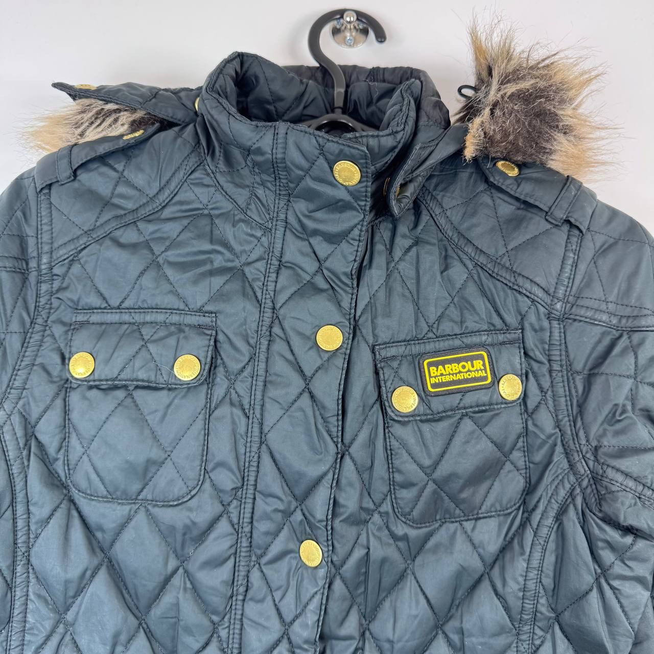 Barbour Barbour International Quilted Jacket Hooded Navy Biker XL Size XL / US 12-14 / IT 48-50 - 2 Thumbnail