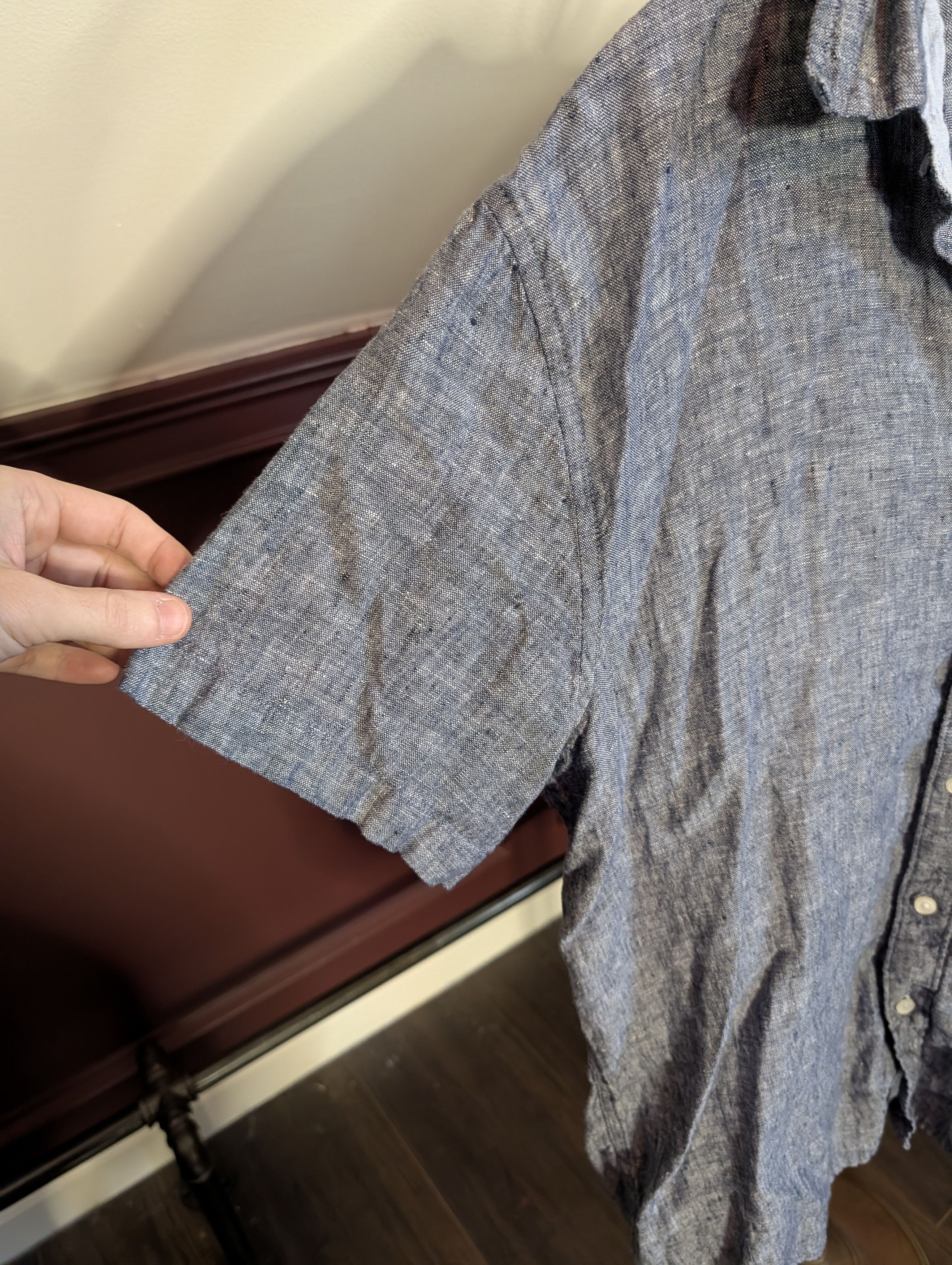 Panama Jack Pure linen gray/blue S/S button up shirt Size US L / EU 52-54 / 3 - 4 Thumbnail