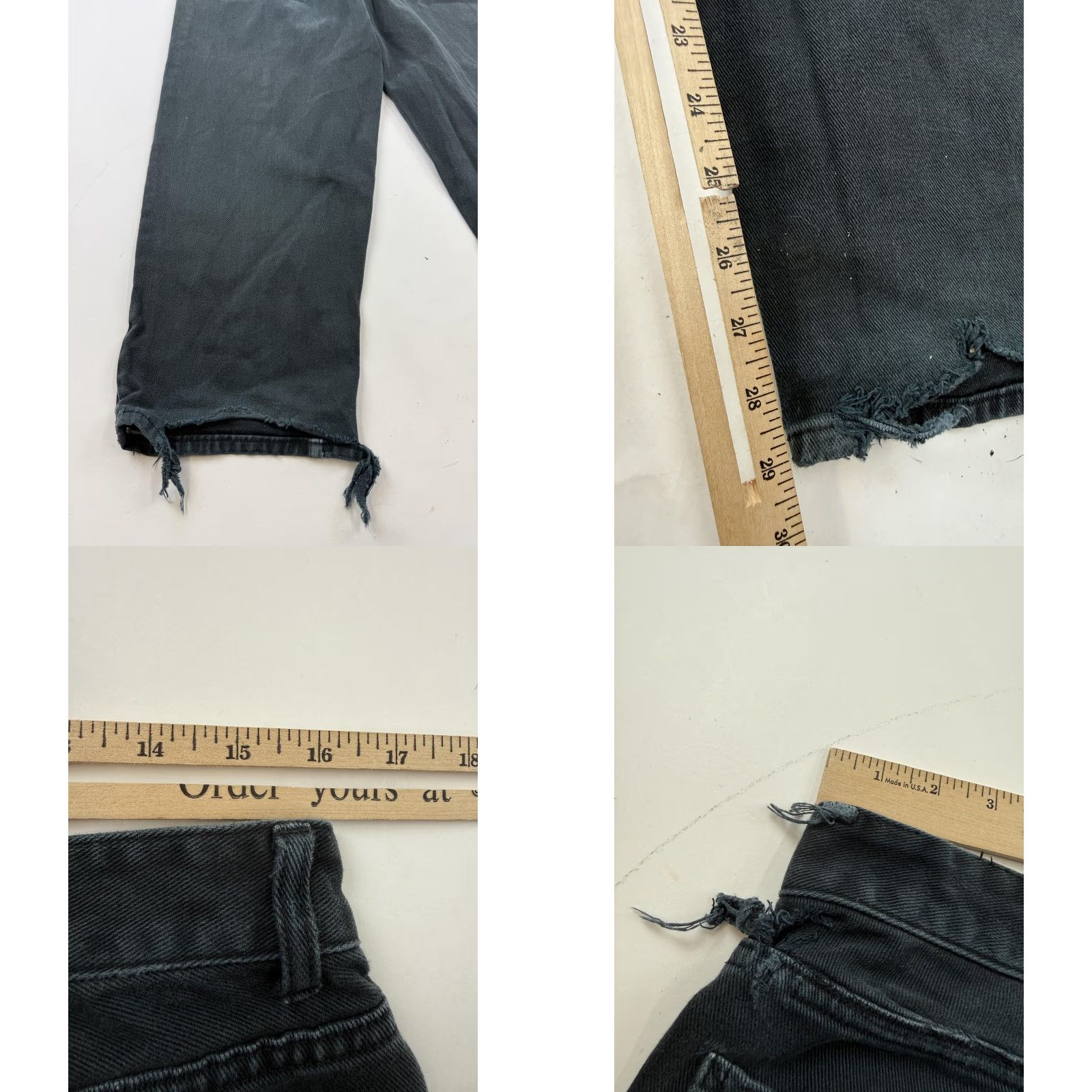 Denime Gromer Jeans Mens 32x30 Black Wide-Leg Relaxed Fit Distressed Denim Dark Wash Size US 32 / EU 48 - 9 Thumbnail