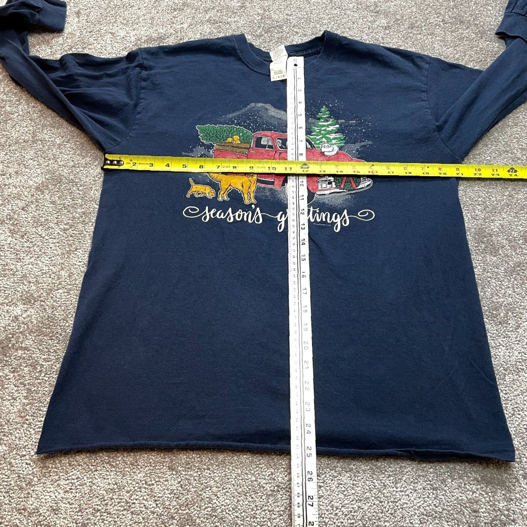Gildan Gildan Shirt Mens Large Ultra Cotton Christmas Blue Tee Xmas Crew Neck Long Sleeve Holiday Size US L / EU 52-54 / 3 - 6 Thumbnail