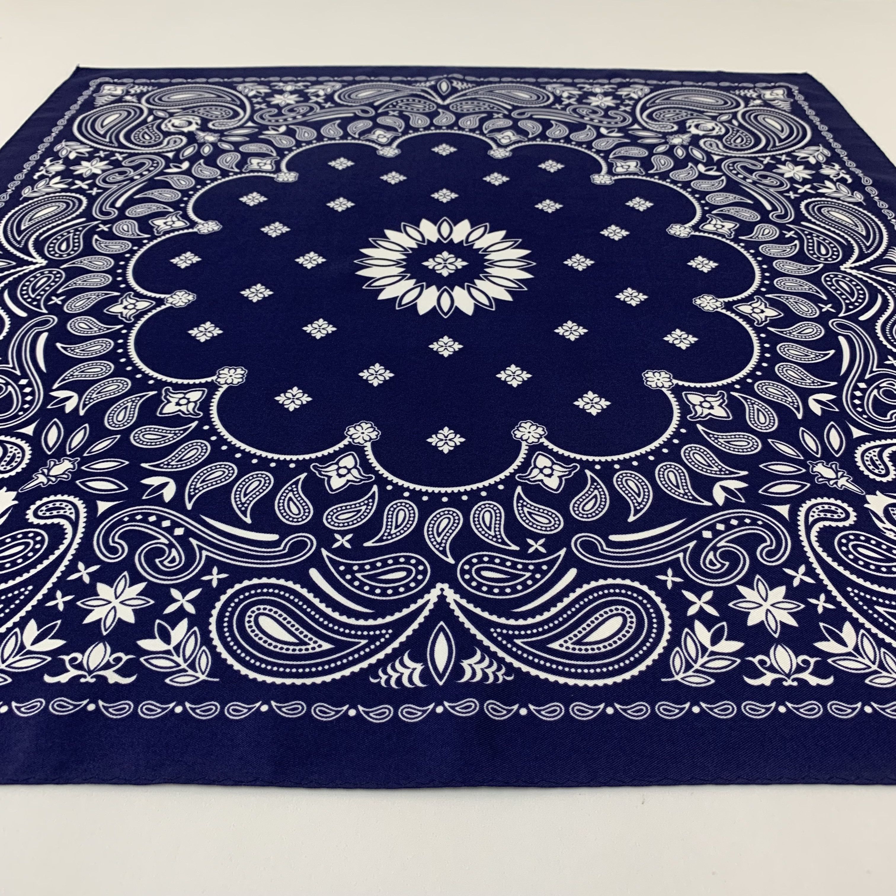 Vintage Blue Paisley Scarf Bandana Handkerchief TC1425 Size ONE SIZE - 7 Thumbnail