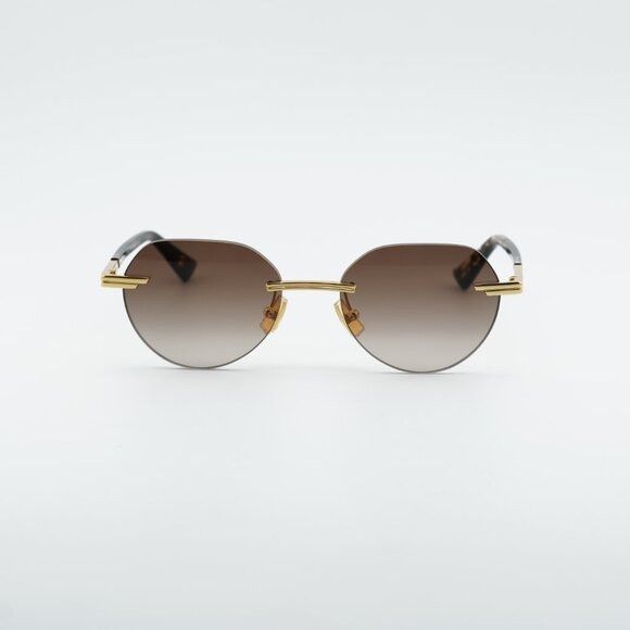 Bottega Veneta Bottega Veneta BV1379S 003 Sunglasses Shiny Gold Square Fram Size ONE SIZE - 3 Thumbnail