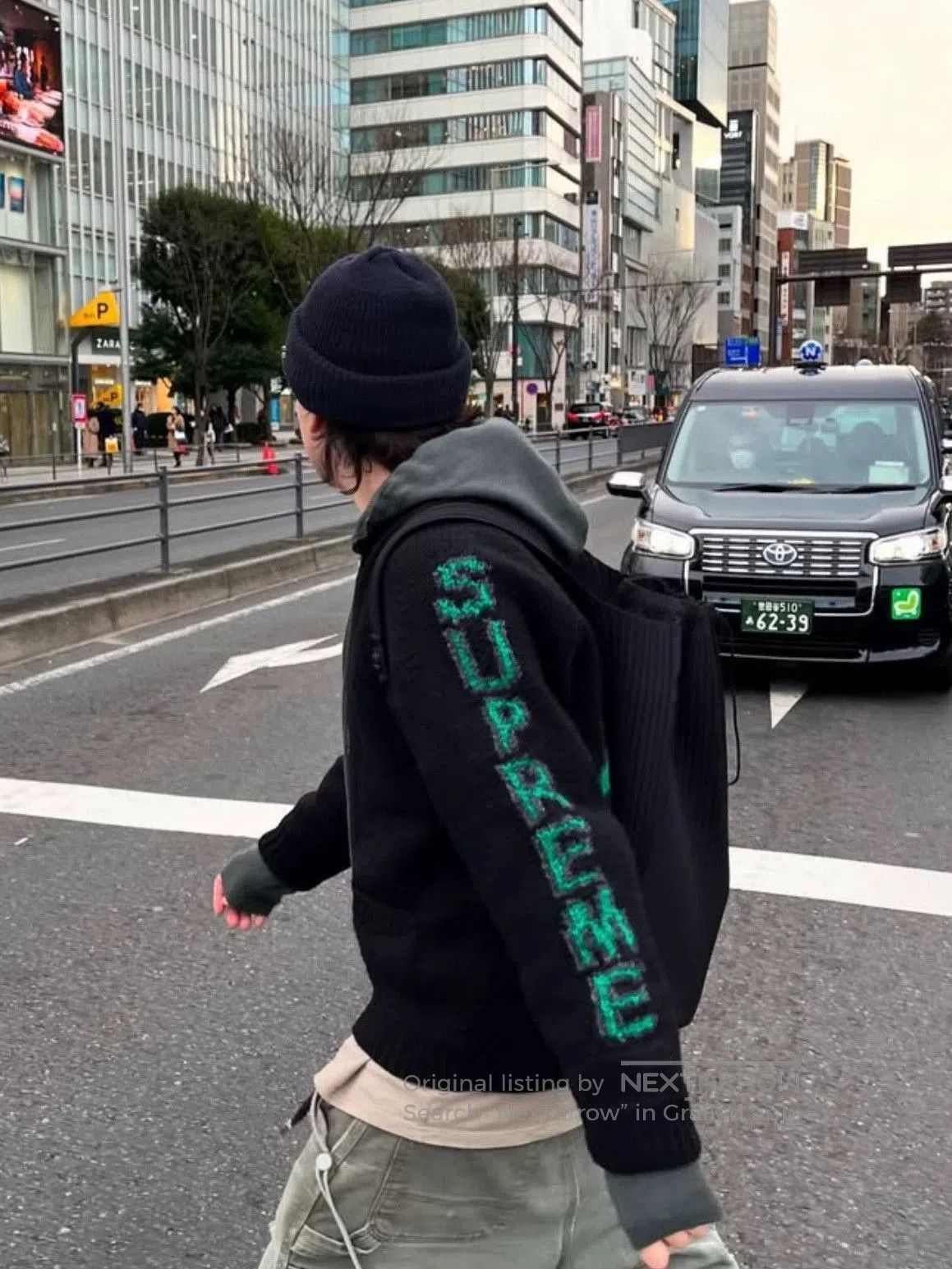 Supreme Black Knit Sweater with Green Monster Design . Size US S / EU 44-46 / 1 - 8 Thumbnail