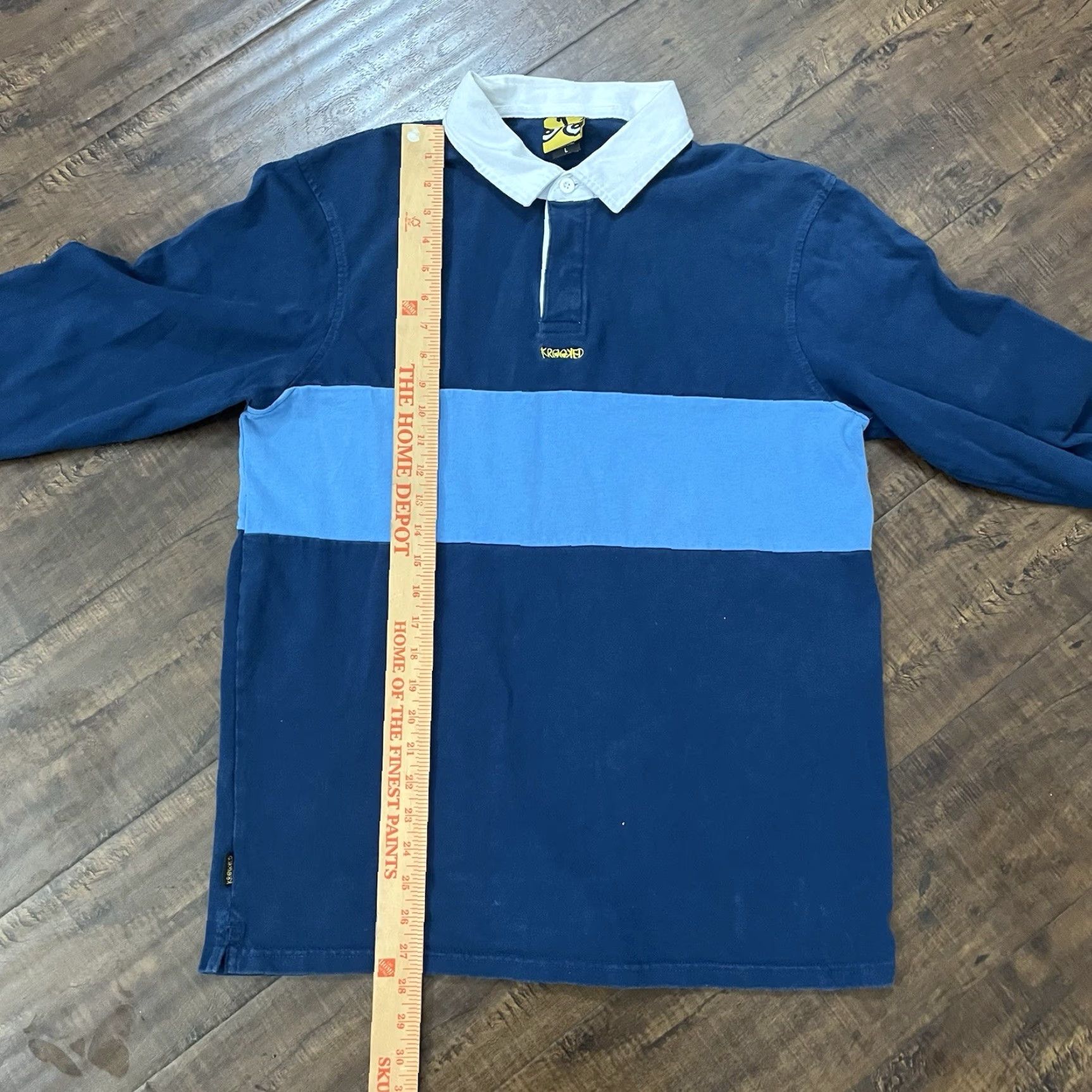 Vintage VINTAGE Krooked Rugby Polo Shirt Mens Large Long Sleeve Skateboard Eye Blue Polo L Mens Size US L / EU 52-54 / 3 - 6 Thumbnail