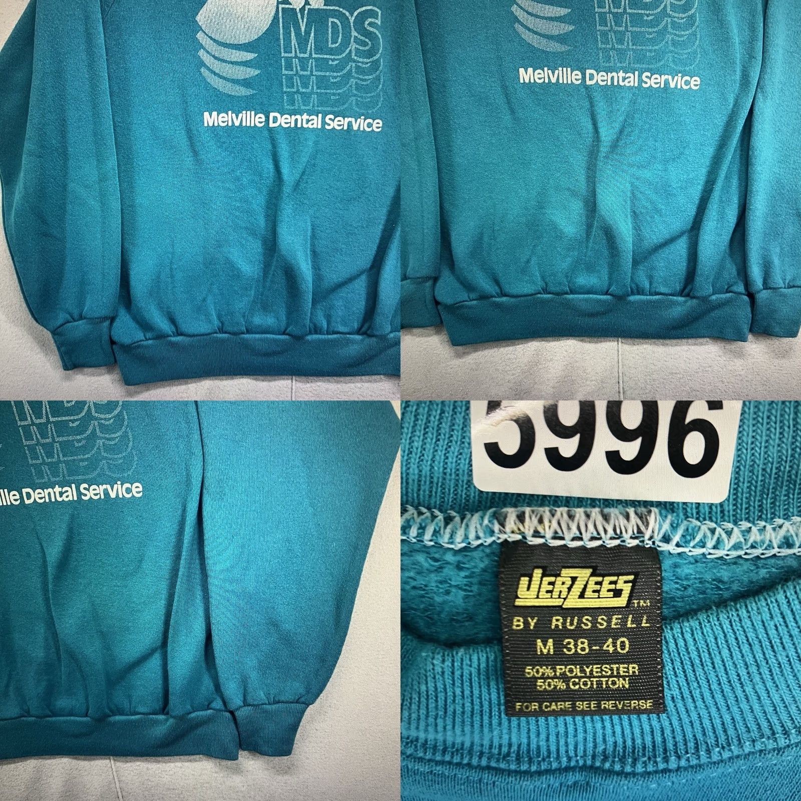 Jerzees VINTAGE 80s Sweatshirt Unisex Adults XS Light Blue Medical Graphic Pullover Crew Neck Fleece Size US XS / EU 42 / 0 - 8 Thumbnail