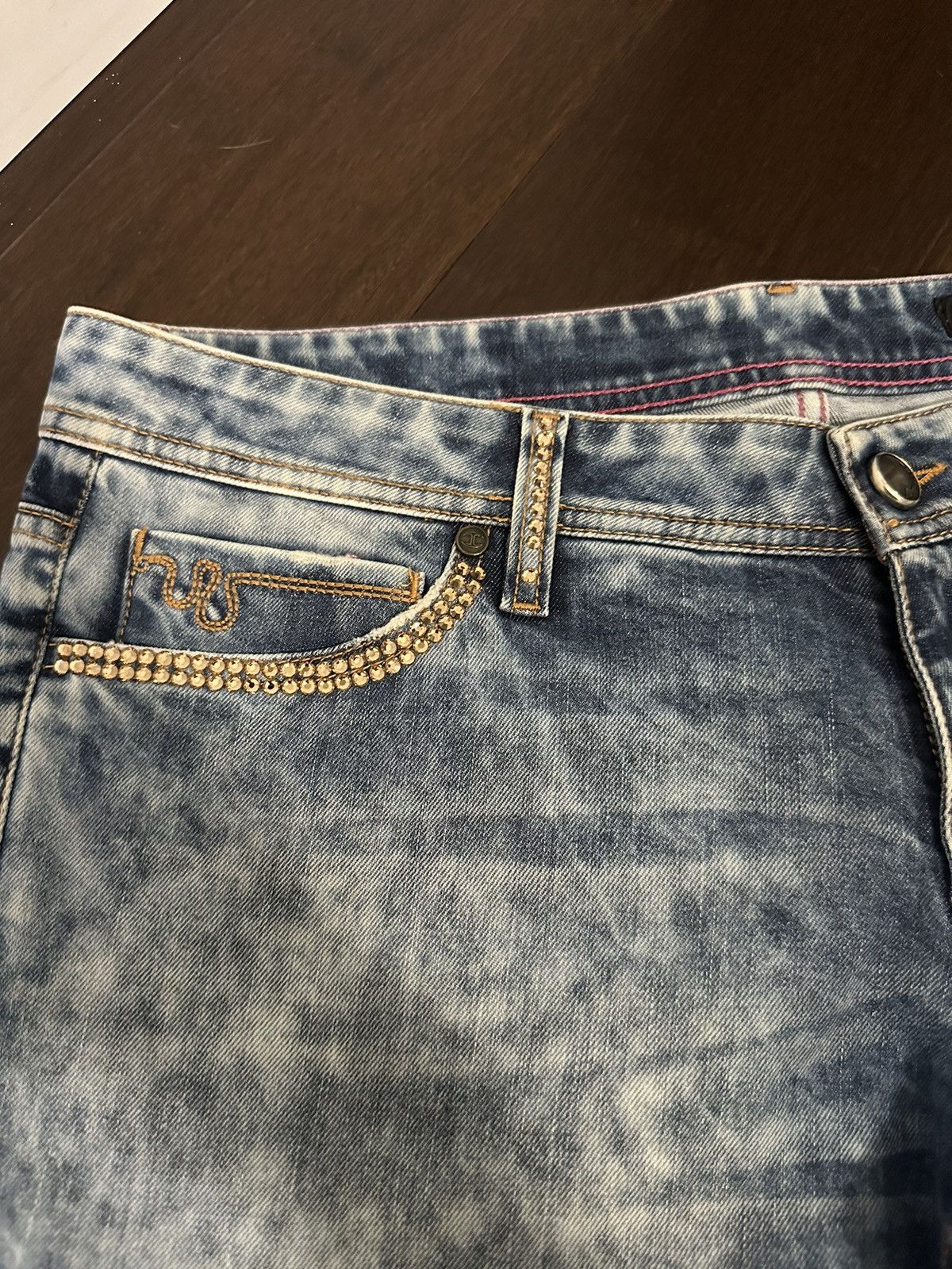 Just Cavalli Just Cavalli Women's Studded Embellished Blue Denim Jeans Size 24" / US 00 / IT 34 - 4 Thumbnail