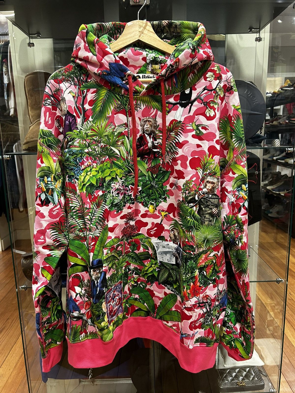 Bape Bape X Monkey 47 Pullover Hoodie Pink Size US XL / EU 56 / 4 - 1 Thumbnail