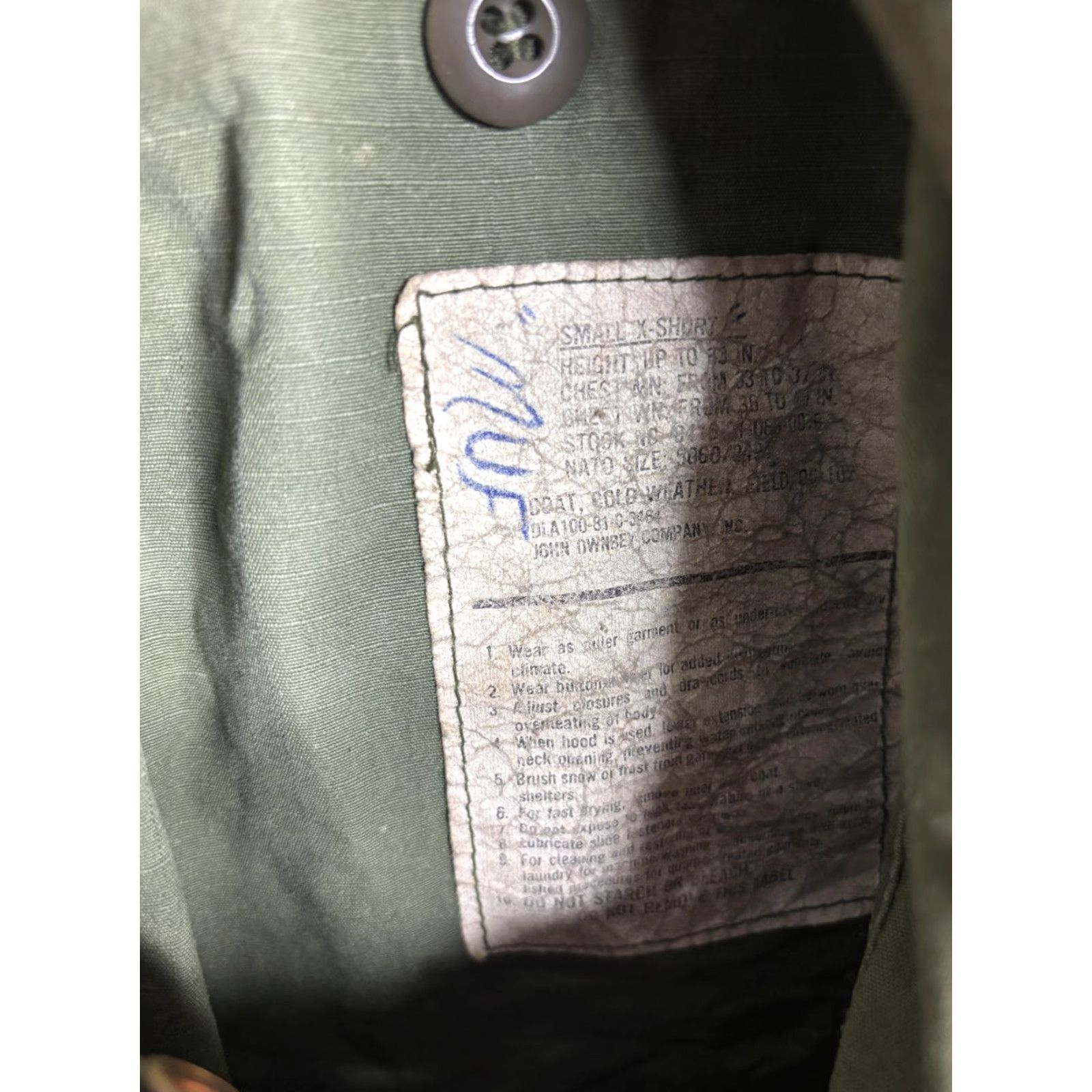 Vintage VINTAGE John Ownbey Coat Mens Small Short Green Cold Weather Field Army Jacket Size US S / EU 44-46 / 1 - 5 Thumbnail