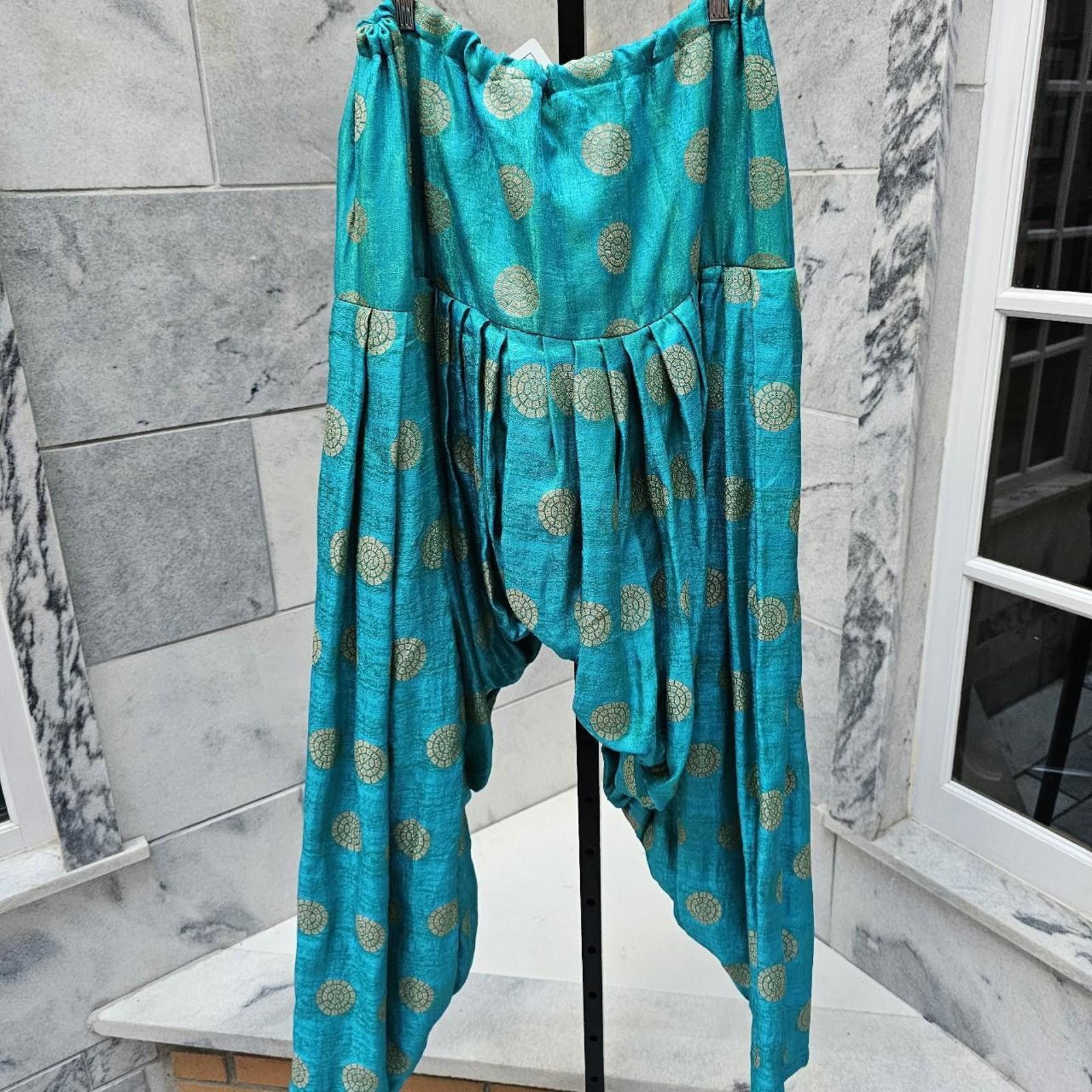 Other Women's Turquoise Teal Harem Pants Size 30" / US 8 / IT 44 - 4 Thumbnail