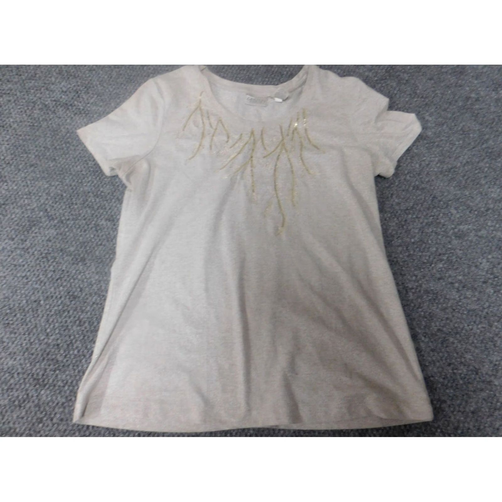 Vintage Chicos Shirt Women 1 Gray Pullover Crew Neck Short Sleeve Breathable Stretch Classic Casual Blouse Basic Modern Regular Womens Size XS / US 0-2 / IT 36-38 - 2 Thumbnail
