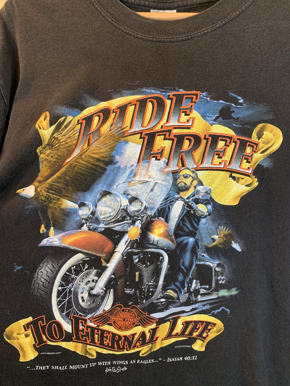 Vintage RARE* Vintage Jesus Christ Ride Free To Eternal Life T-Shirt Size US L / EU 52-54 / 3 - 3 Thumbnail