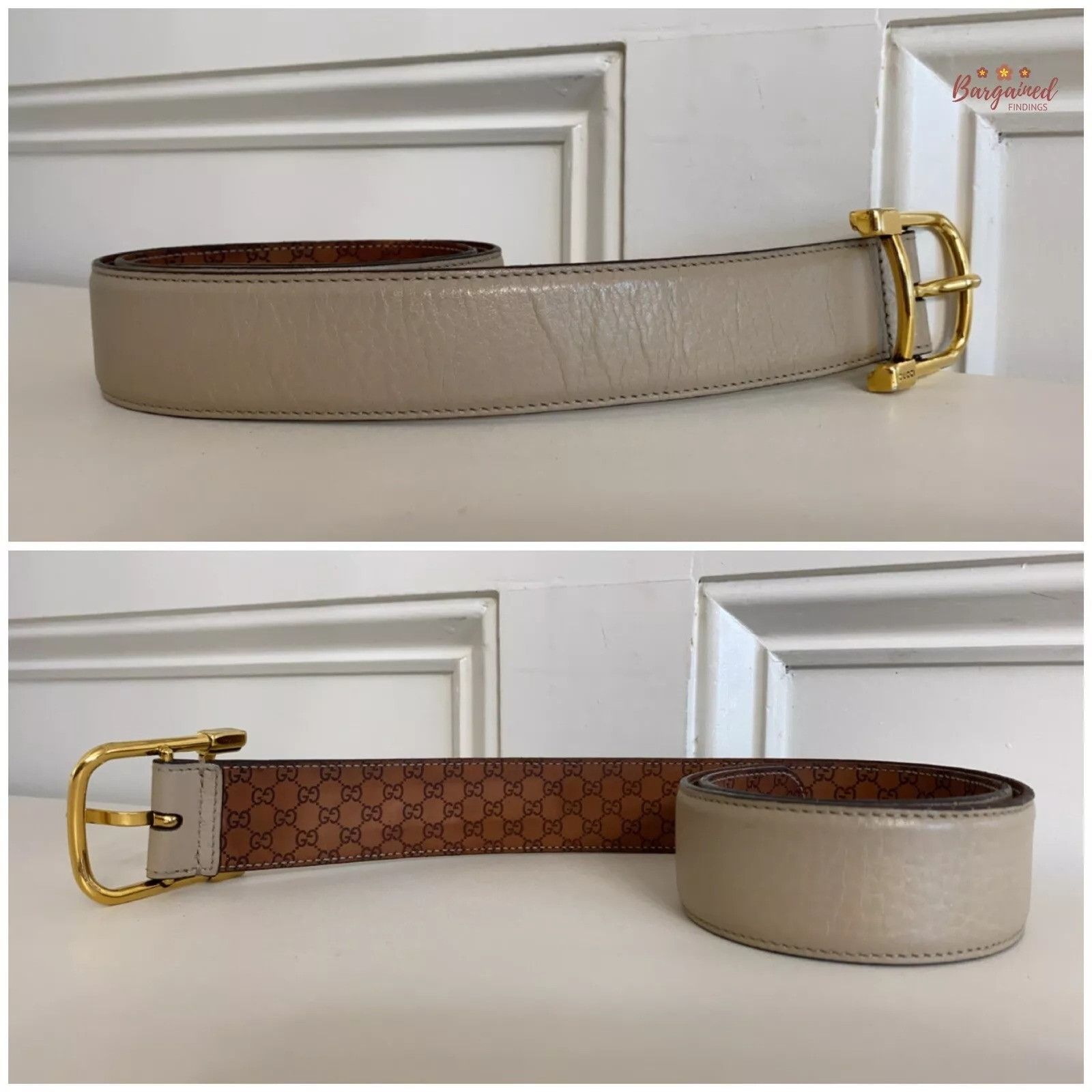 Gucci Gucci Taupe Calfskin Leather Gold Pin Buckle Belt Size ONE SIZE - 7 Thumbnail