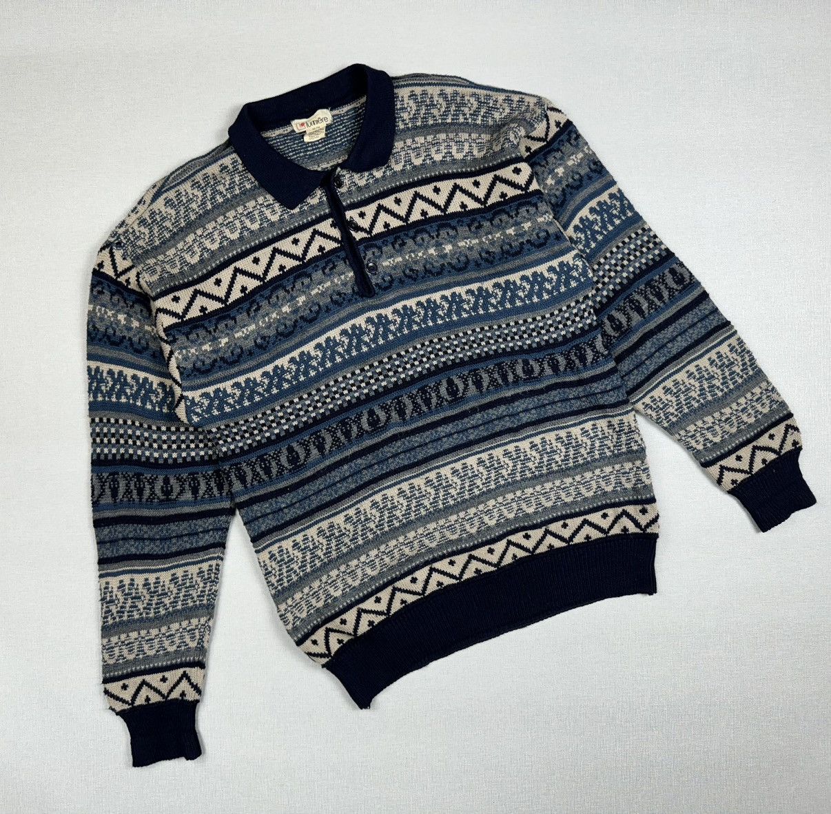 Lumieres × Vintage Men’s Vintage Lumiere Henley Acrylic Sweater size M Size US M / EU 48-50 / 2 - 1 Thumbnail