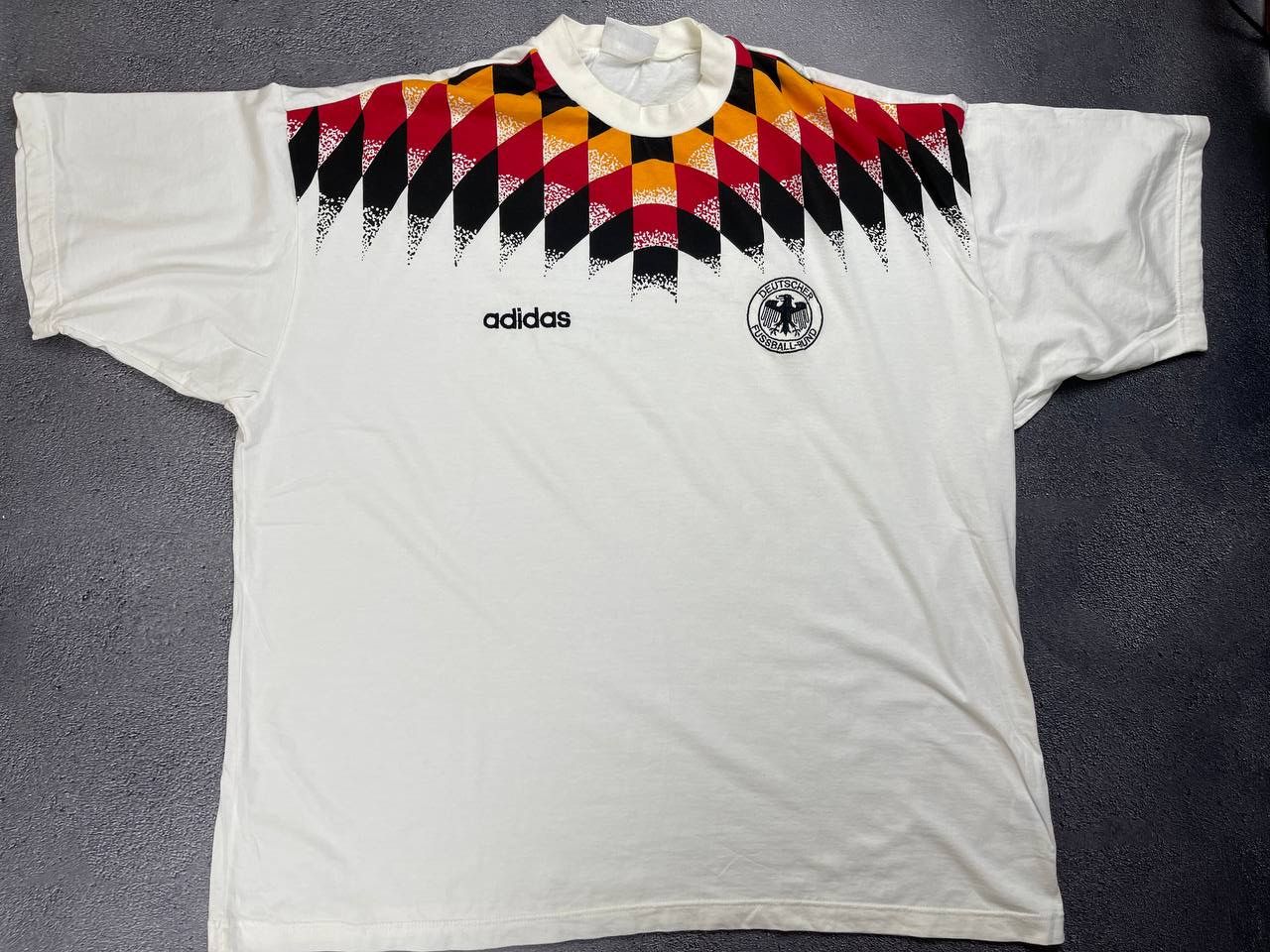 Image of Bloke x Soccer Jersey Germany 1994/1996 Football Soccer Adidas Jersey Shirt in White (Size XL)