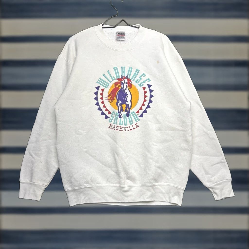 Fruit Of The Loom VINTAGE 90s Wild Horse Saloon Nashville Crew Neck Mens Large Cowboy Sweatshirt Shirt Size US L / EU 52-54 / 3 - 1 Thumbnail