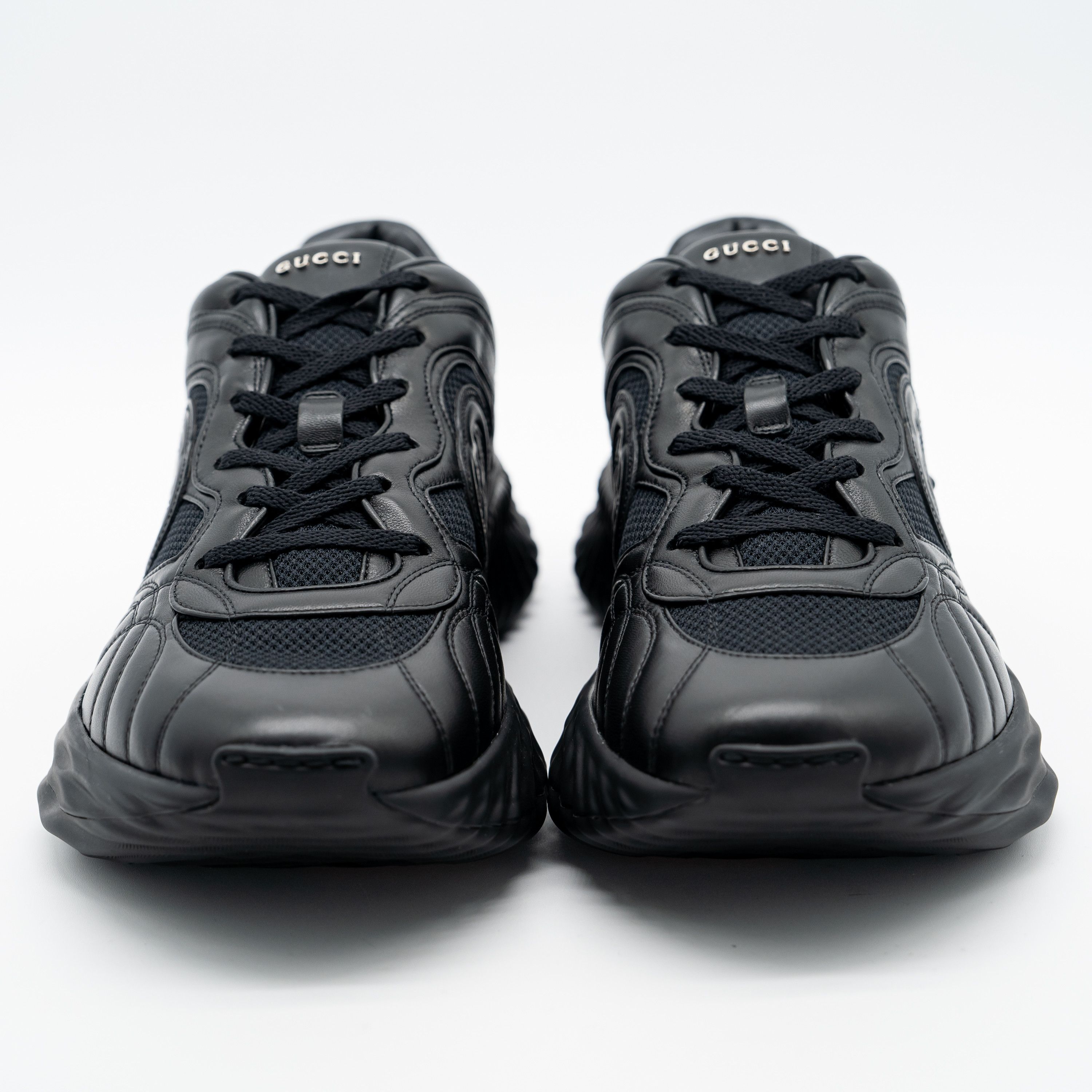 Gucci 13.5 US Gucci Ripple Sneakers Triple Black Leather GG Size US 14 / EU 47 - 2 Thumbnail
