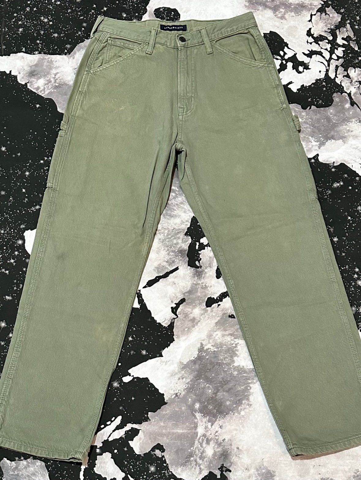 Aeropostale Aeropostale Mens Green Carpenter Jeans Size US 29 - 1 Thumbnail