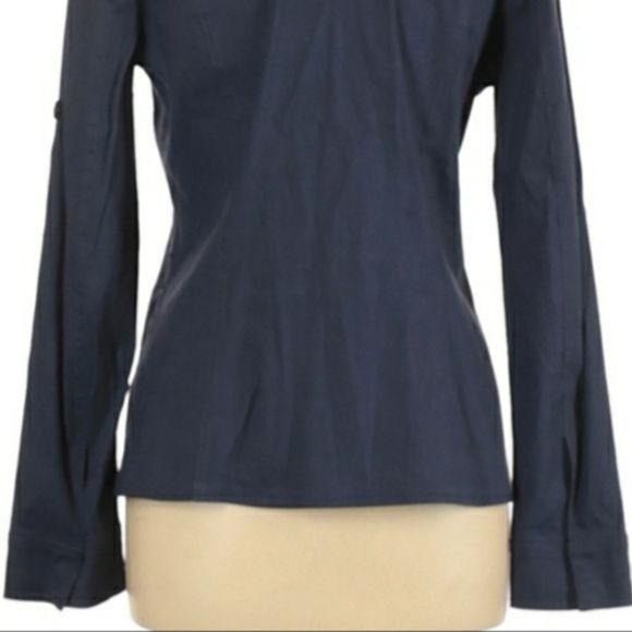 Elie Tahari Tahari Linen Blazer L Jacket Linen Dark Wash Long Tab Sleeve Size L / US 10 / IT 46 - 10 Thumbnail