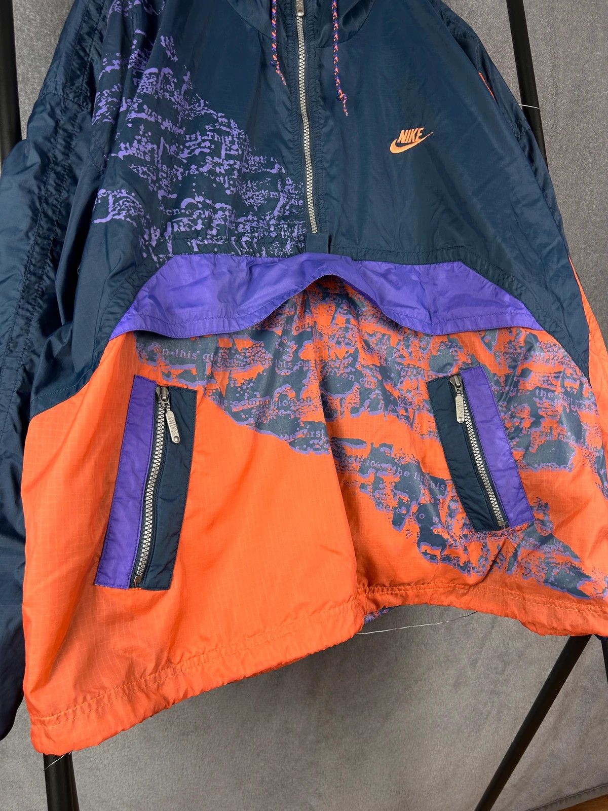 Nike × Vintage Nike vintage z lat 80s/90s anorak navy orange mini logo Size US XL / EU 56 / 4 - 6 Thumbnail