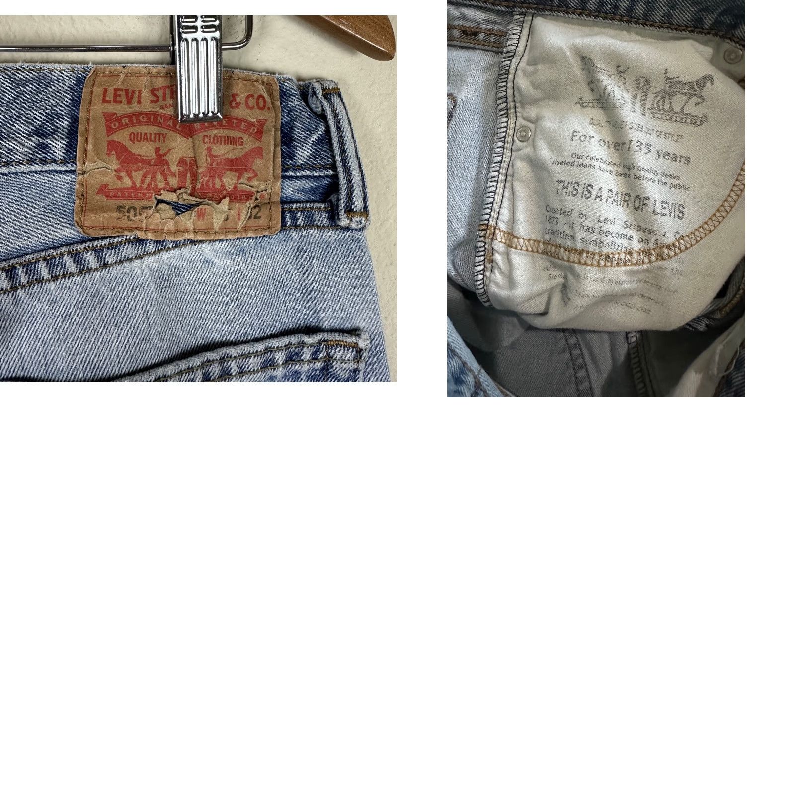 Levi's VINTAGE Levi's 505 Denim Jeans 33x31 ACTUAL THRASHED Paint Splatter Workwear Distressed Holes 80s 90s Mens Jeans Size US 33 - 10 Thumbnail