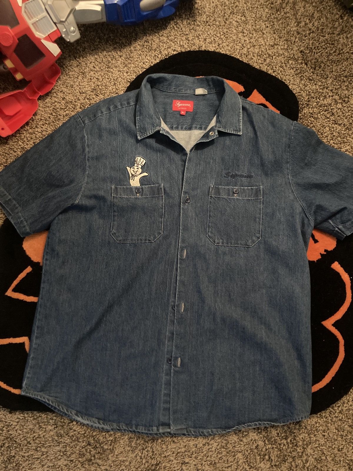 Supreme シュプリーム ディメンションズ ロゴ デニムシャツ Supreme Dimensions Logo Denim Shirt XL（シュプリーム SUPREME