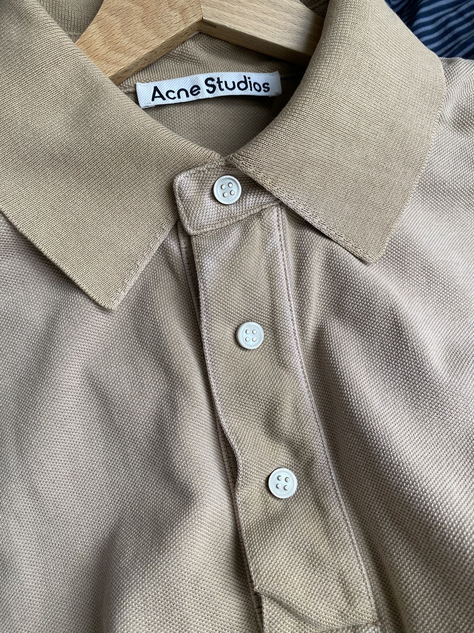 Acne Studios $300 - Cotton Polo Shirt - Washed Beige Size US S / EU 44-46 / 1 - 18 Thumbnail