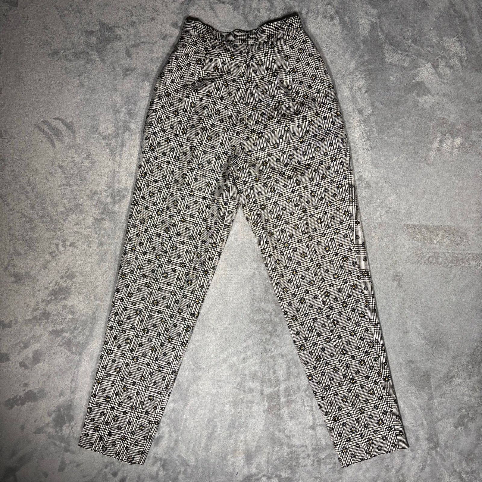 Versace Vtg Gianni Versace Versus Trousers Houndstooth Floral Wool Size 26" / US 2 / IT 38 - 2 Thumbnail