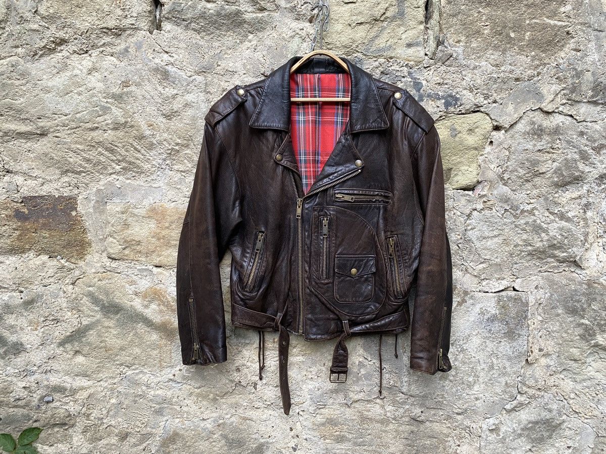 Vintage Vintage D-Pocket Motorcycle Distressed Leather Biker Jacket Size US L / EU 52-54 / 3 - 2 Thumbnail