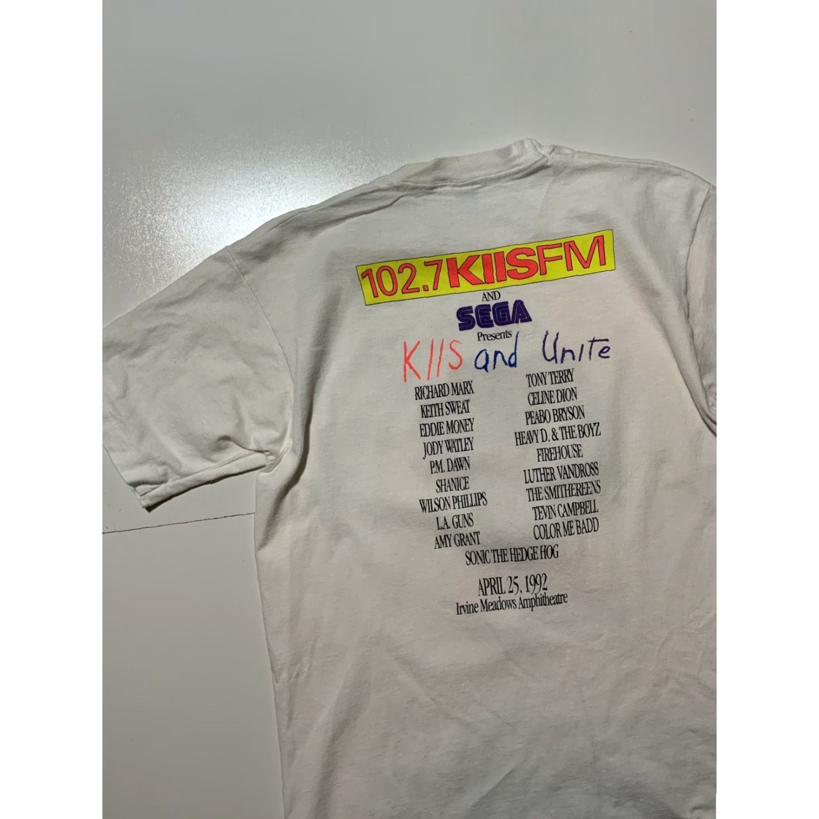 Fruit Of The Loom VINTAGE 1992 KIIS FM Unite Concert T-Shirt Heavy D Luther Vandross LG White Size US L / EU 52-54 / 3 - 5 Thumbnail