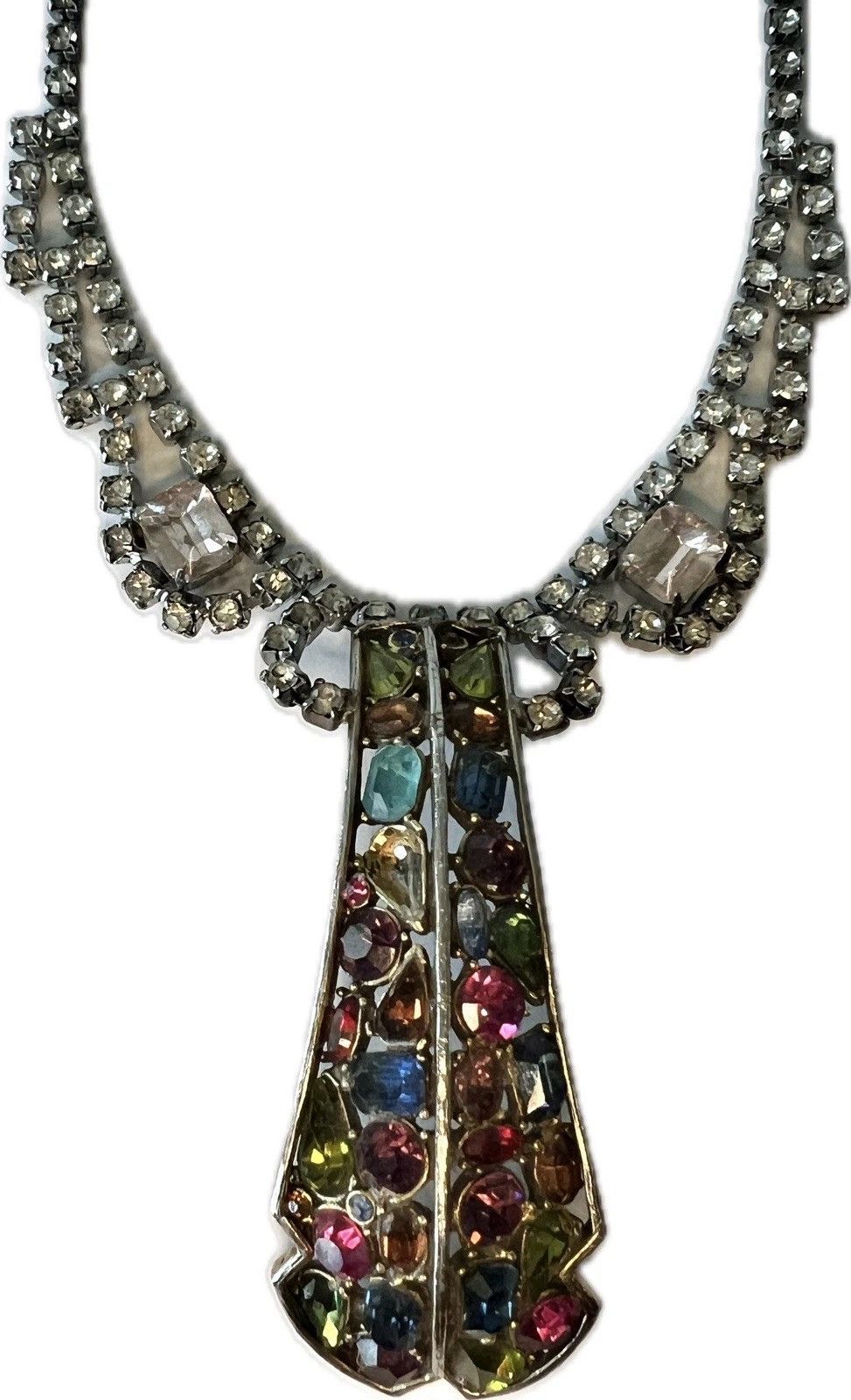 Other Paralea D necklace RETRO 1950's MCM Rhinestone Runway Haute Size ONE SIZE - 2 Thumbnail