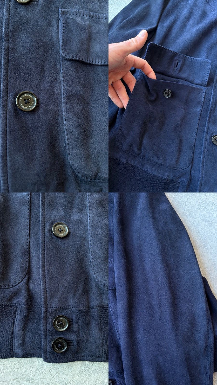Ralph Lauren Purple Label Ralph Lauren Purple Label Navy Goat Skin Suede Flight Jacket Size US XL / EU 56 / 4 - 8 Thumbnail