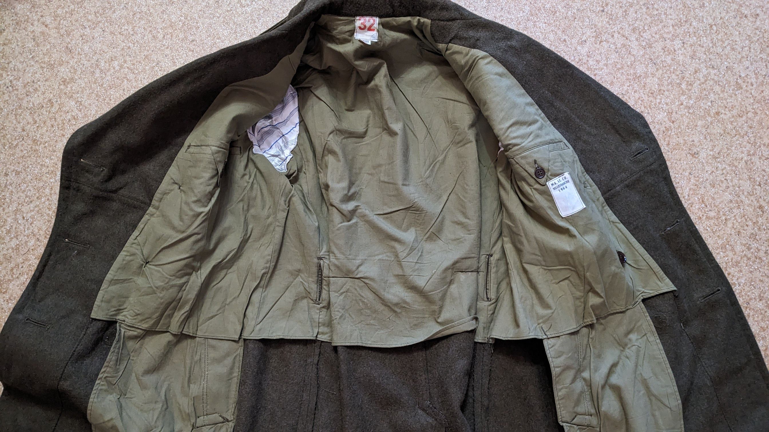 Vintage Vintage 60s Wool Jacket French Overcoat Military Army 1964 Size US S / EU 44-46 / 1 - 7 Thumbnail