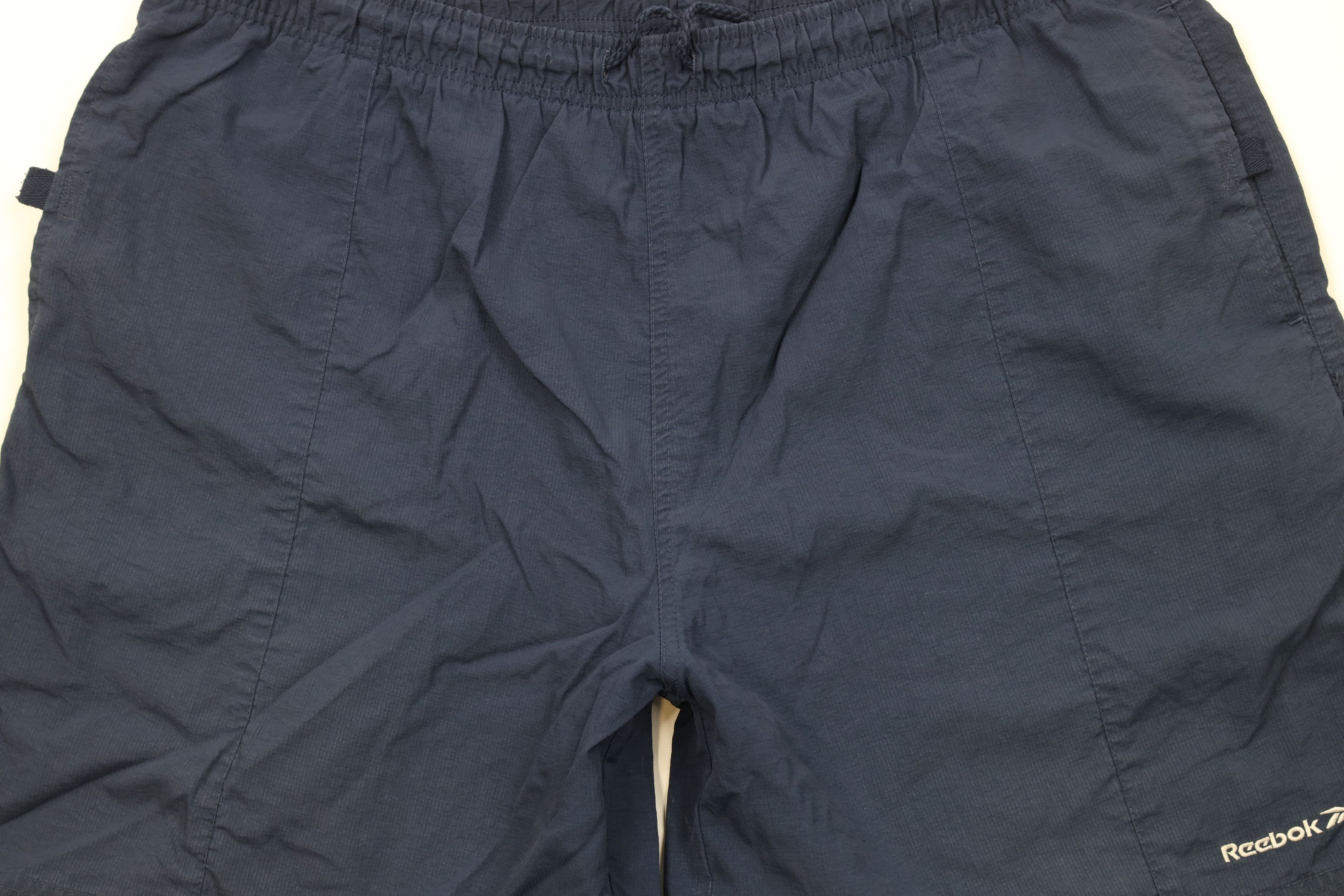 Reebok Vintage 90s Reebok Spell Ribbed Above Knee Shorts Navy Blue Size US 36 / EU 52 - 3 Thumbnail