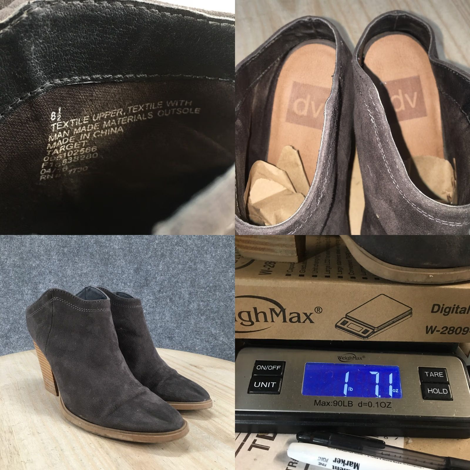 Dolce Vita DV Dolce Vita Boots Womens 8.5 Casual Slip On Low Ankle Bootie Grey Fabric Heels - Boot Womens 8.5 Gray Fabric Slip On Ankle Heel Shoes DV Dolce Vita Size US 9 / IT 39 - 10 Thumbnail