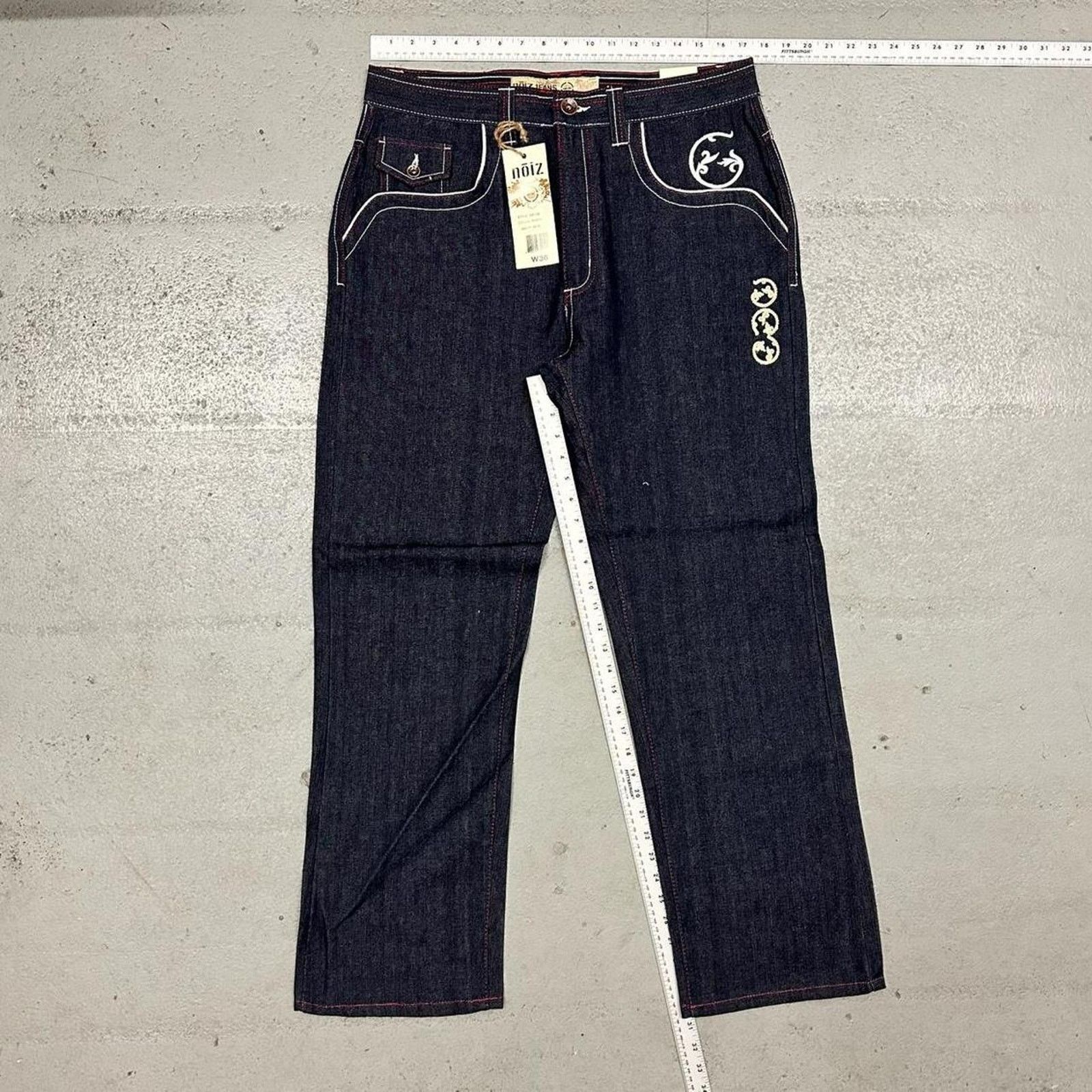 Vintage Vintage baggy y2k noiz blue raw denim embroidered design Size US 36 / EU 52 - 3 Thumbnail