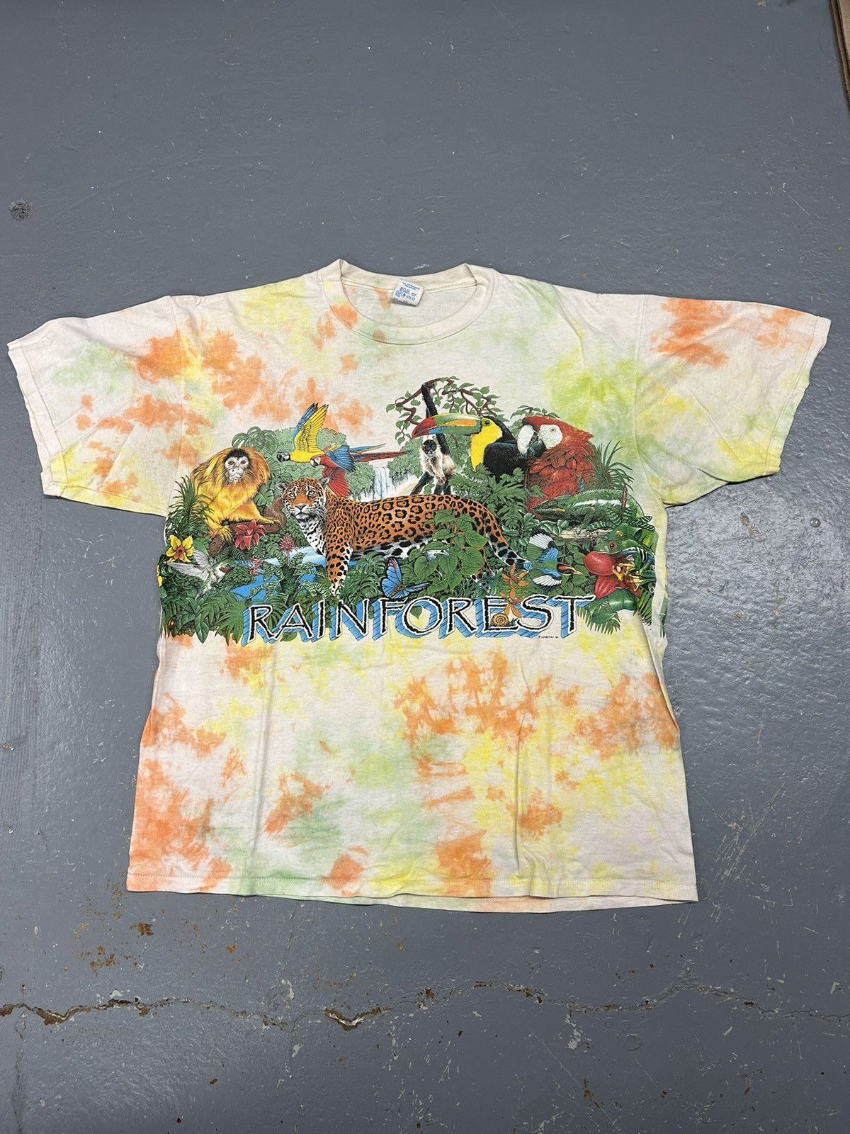 Crazy Vintage 90s Essential Rainforest Dye AOP Tee Shirt Y2K