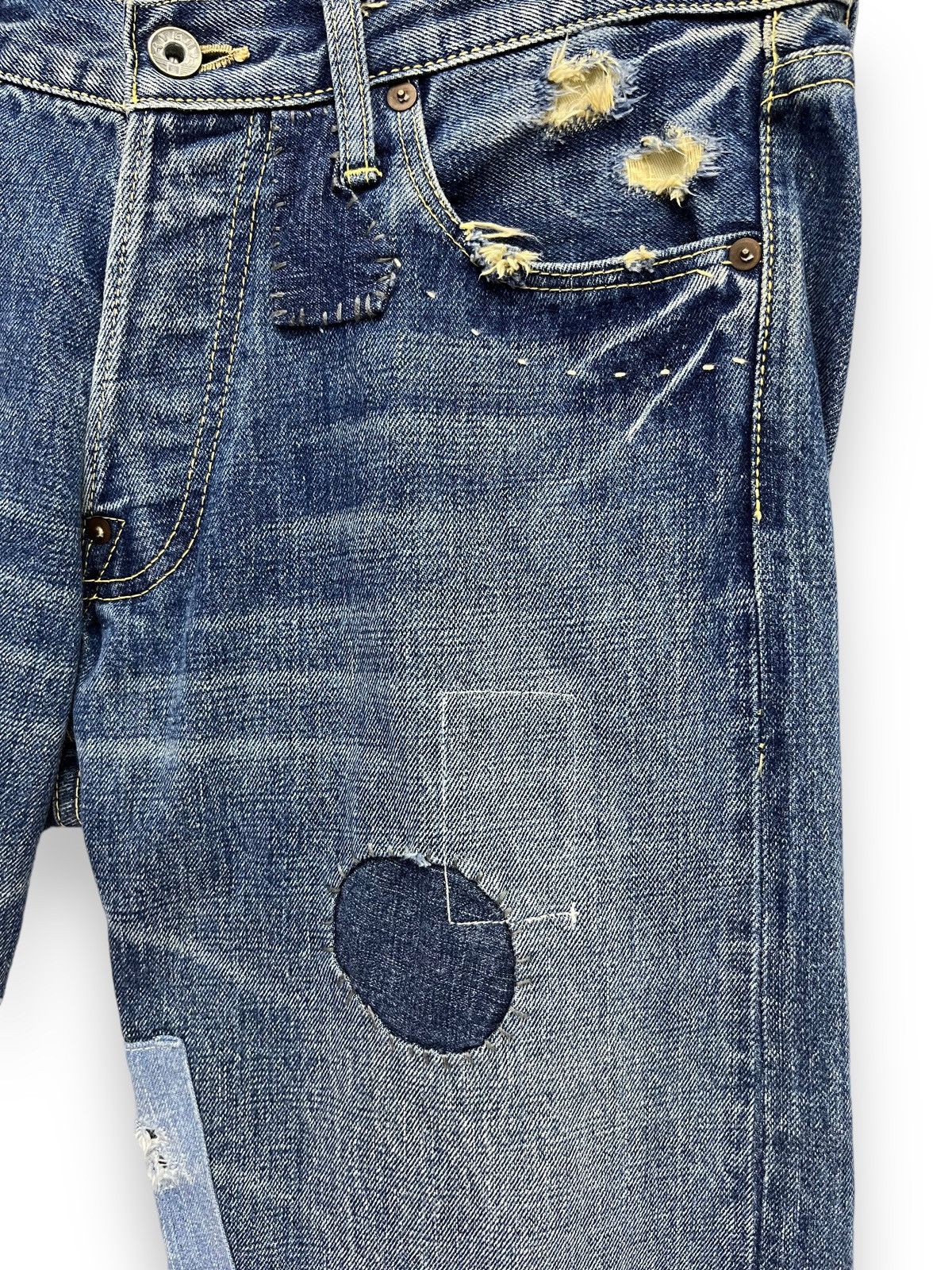 Japanese Brand 🔥Grunge Patchwork Distressed Original Selvedge Denim Japan Size US 32 / EU 48 - 7 Thumbnail