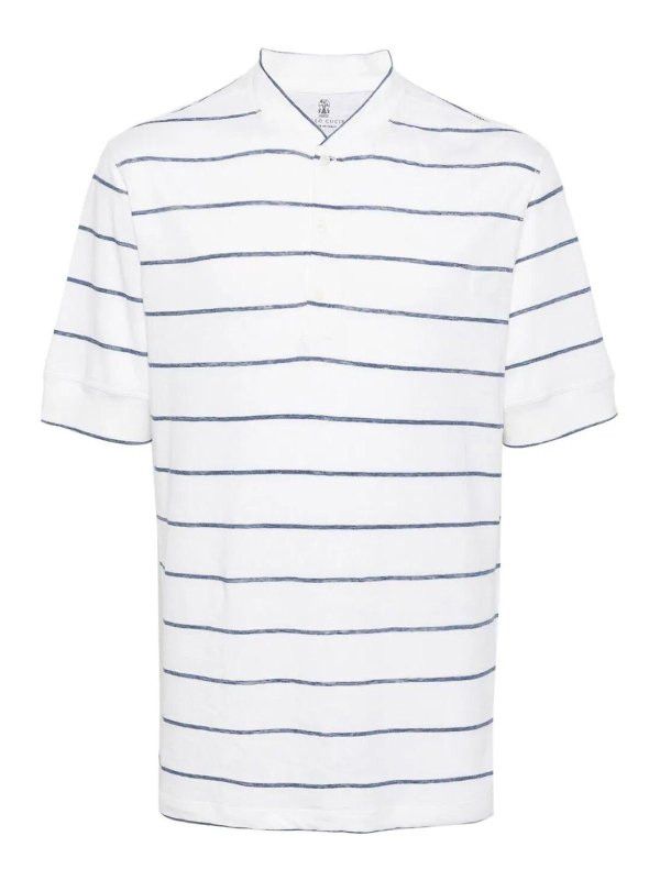 Brunello Cucinelli o1y0526 Crewneck T-Shirt in Cream/Black Size US M / EU 48-50 / 2 - 1 Thumbnail