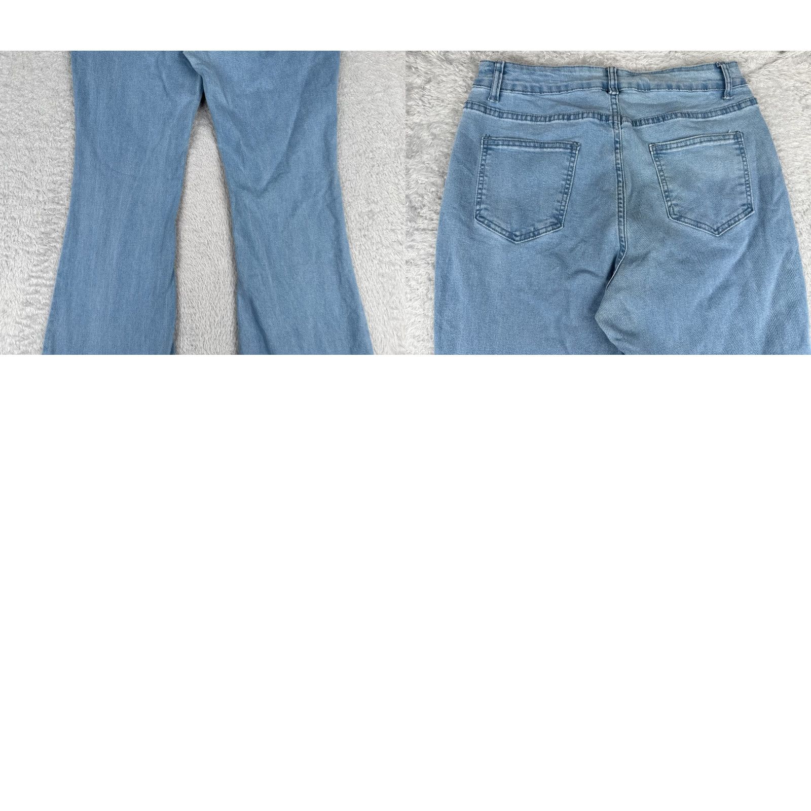 Vintage Jeans Womens 29 Blue Denim Wide Flare High Rise Light Wash Cotton Blend 29x30 Size 29" - 10 Thumbnail