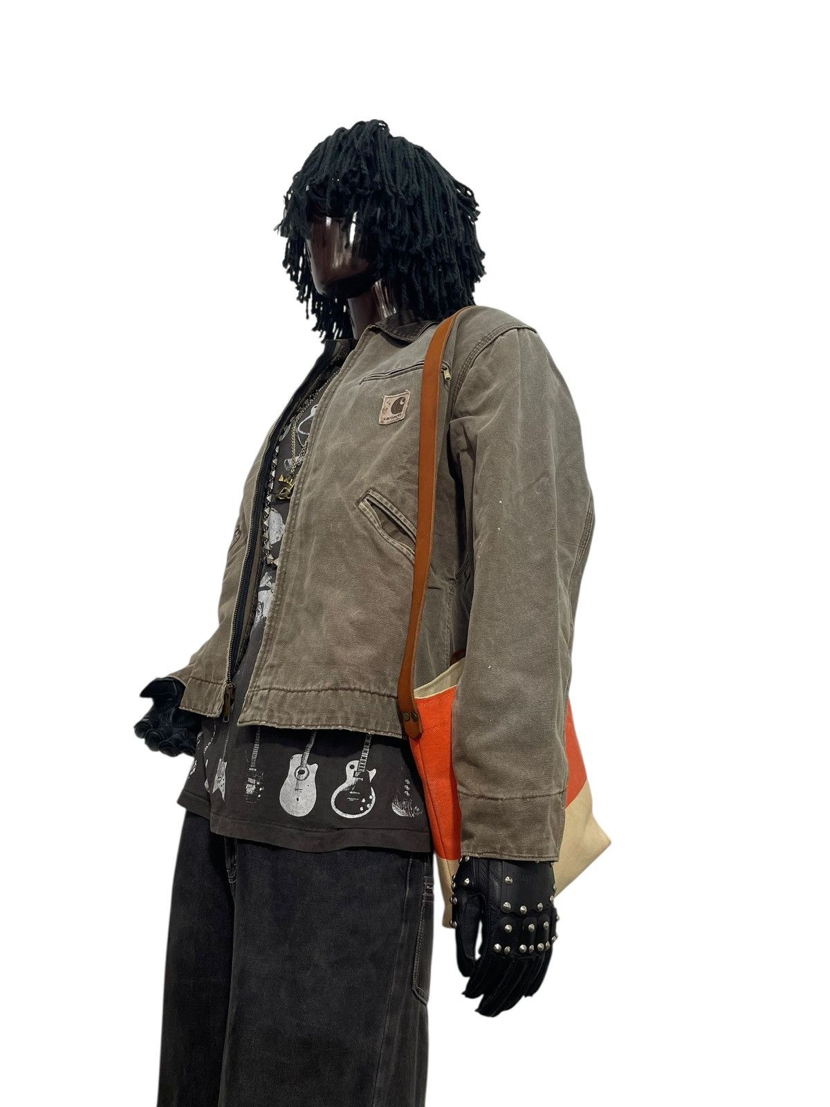 Comme des Garcons × Stussy Leather Cotton Coated Sunset Craftman Cross Body Bag 7🟩 Size ONE SIZE - 4 Thumbnail