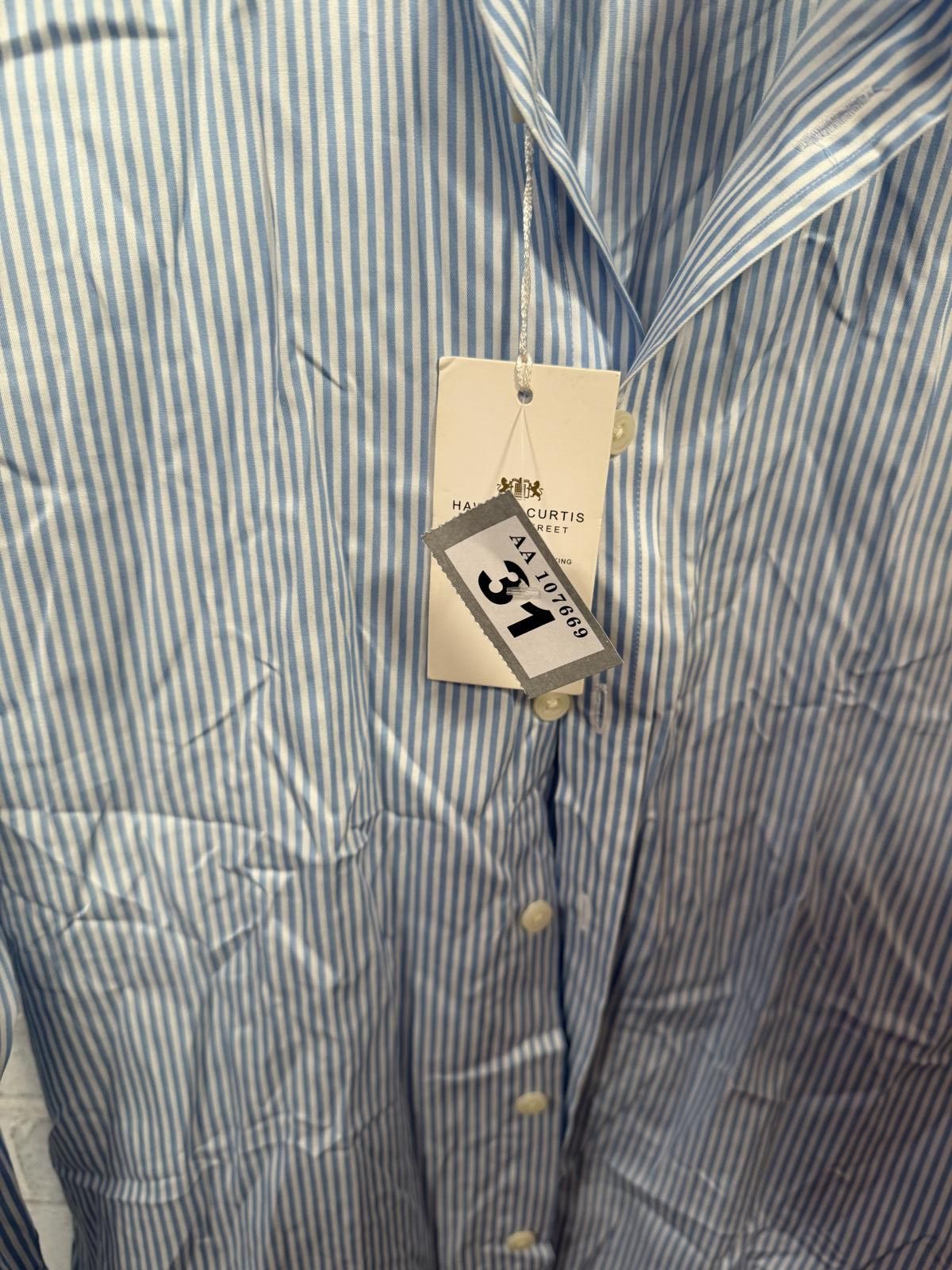 Hawes & Curtis Hames & Curtis Men's Blue and White Striped Dress Shirt Size Size US M / EU 48-50 / 2 - 3 Thumbnail