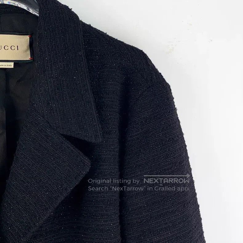 Gucci Gucci Black glitter wool lapel double-breasted tweed jacke Size S / US 4 / IT 40 - 3 Thumbnail