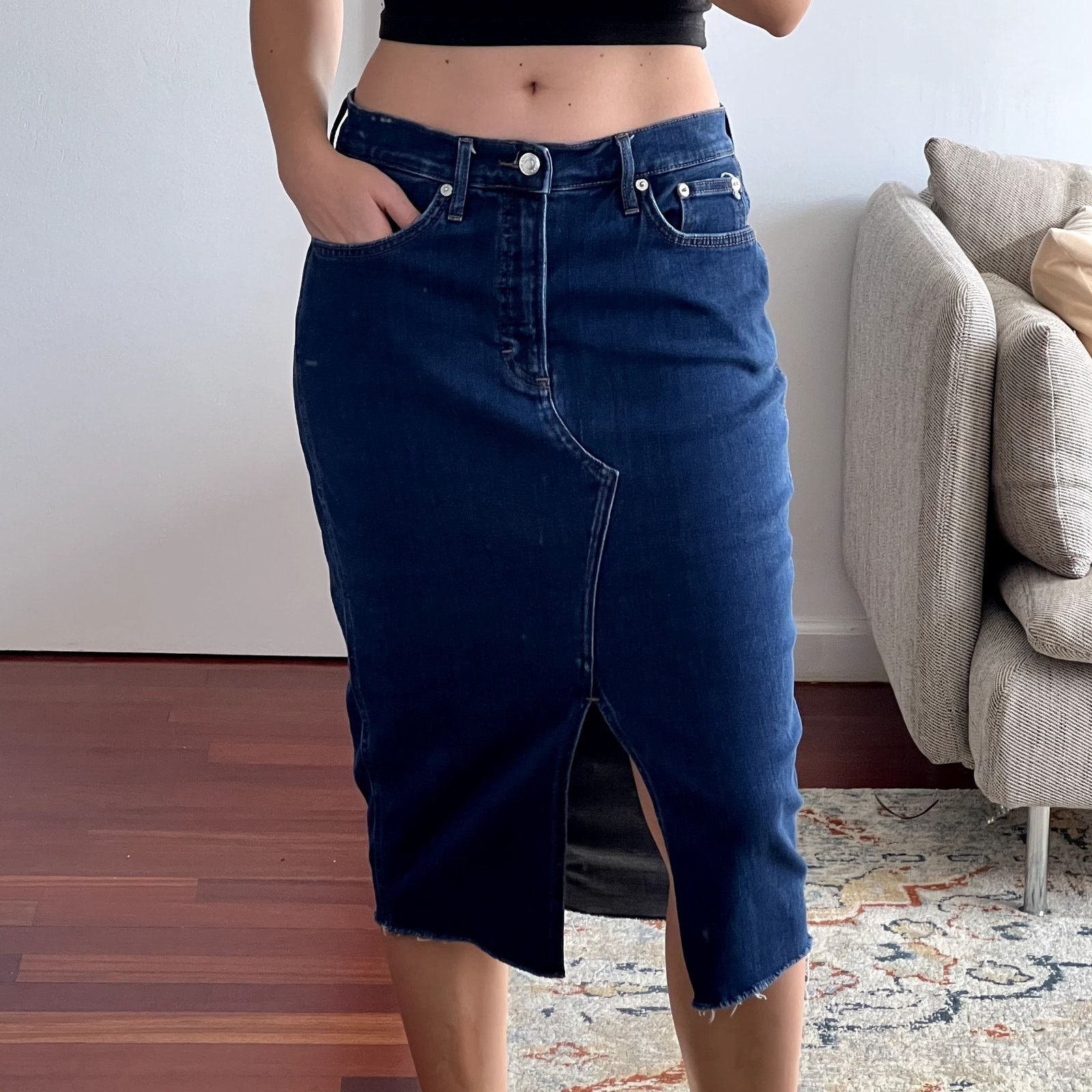 Veronica Beard Veronica Beard Breves denim midi skirt Blue Oxford wash Size 30" / US 8 / IT 44 - 1 Thumbnail