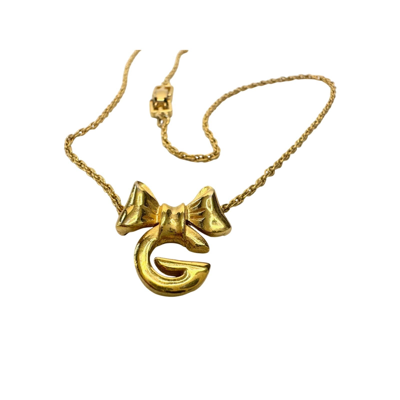 Givenchy Givenchy G with Big Bow Gold Plated Necklace Size ONE SIZE - 1 Thumbnail