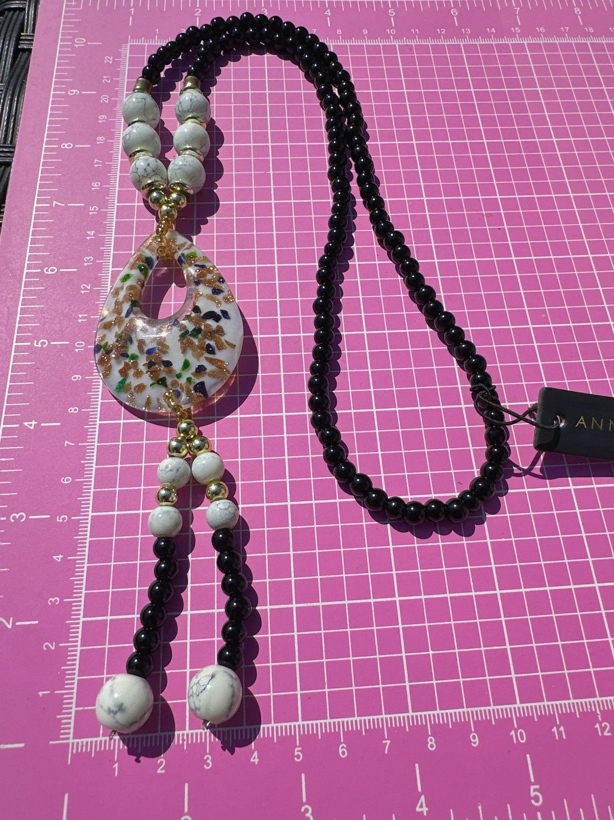 Designer ANN TAYLOR white teardrop pendant sparking long necklace Size ONE SIZE - 2 Thumbnail