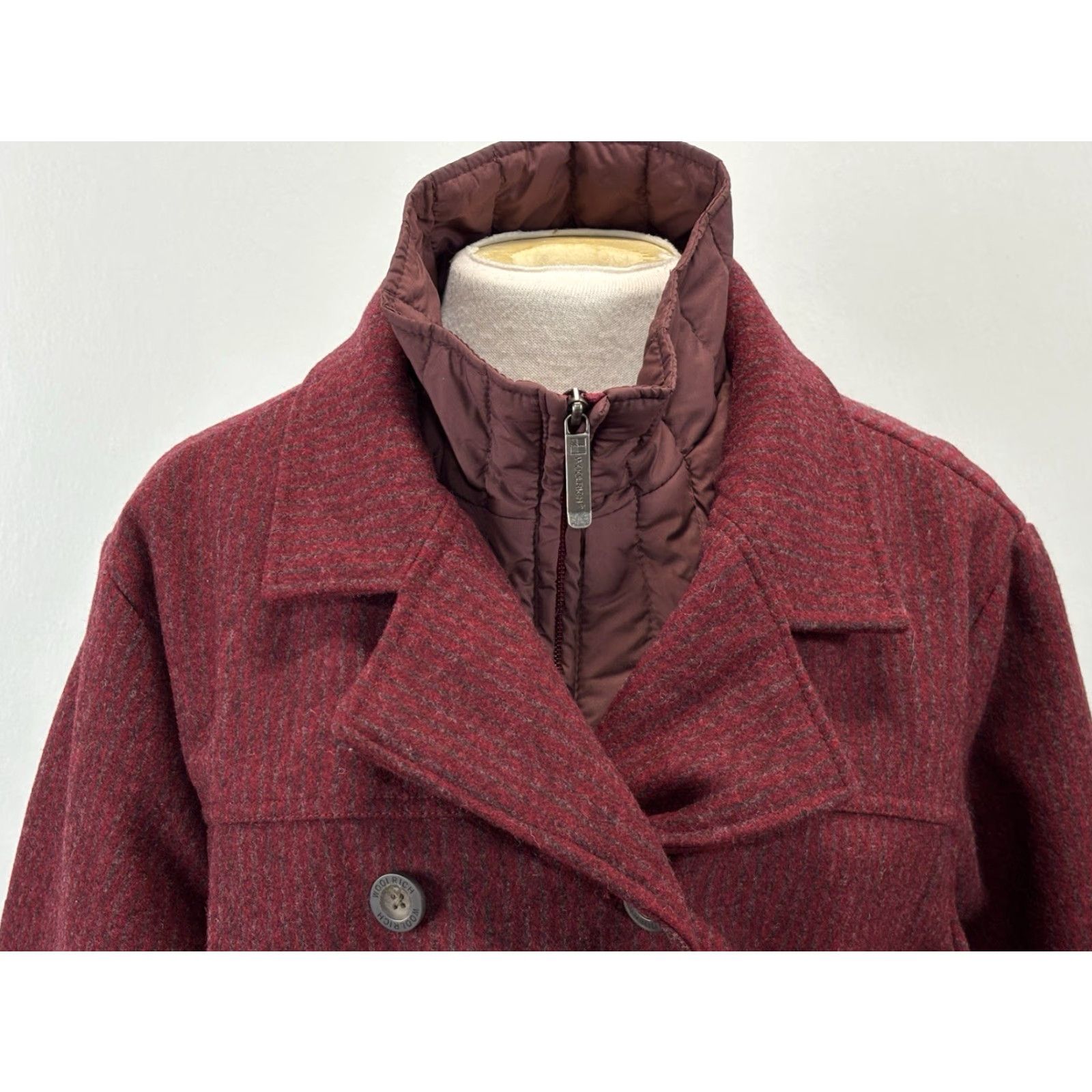 Vintage Woolrich Wool Blend Pea Coat Women’s XL Burgundy Double Breasted Inner Layer Coat Women XL Burgundy Wool Blend Pea Coat Females Vintage? No. Size XL / US 12-14 / IT 48-50 - 6 Thumbnail