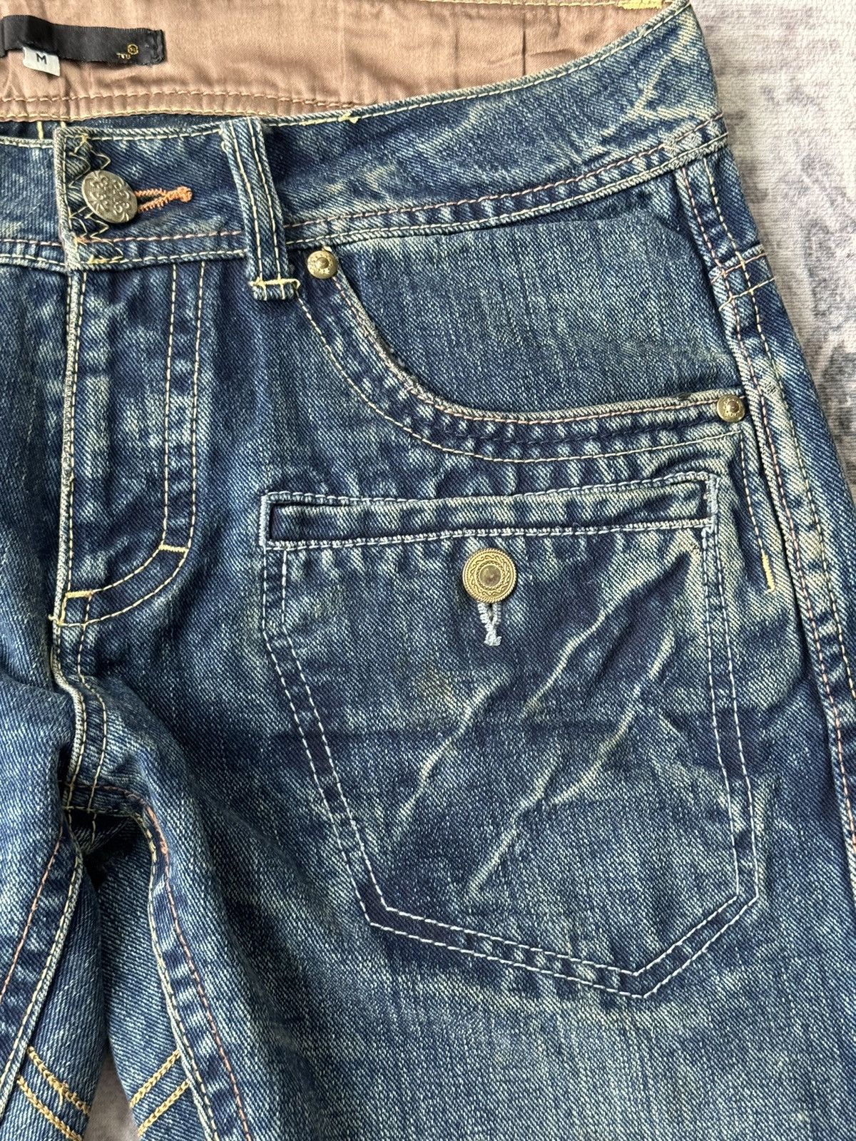 Japanese Brand Vintage Icom Super Flared Distressed Denim / GOA Ikam Style Size US 32 / EU 48 - 6 Thumbnail
